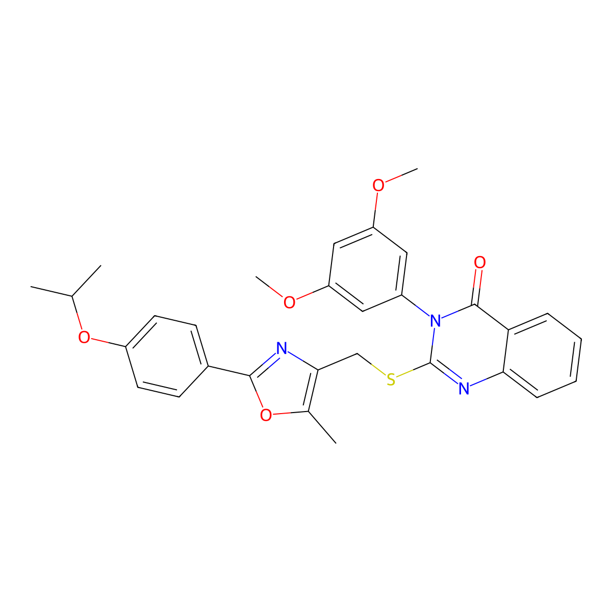 3-(3,5-dimethoxyphenyl)-2-(((2-(4-isopropoxyphenyl)-5-methyloxazol-4-yl)methyl)thio)quinazolin-4(3H)-one molecular structure, CAS 1114649-18-1