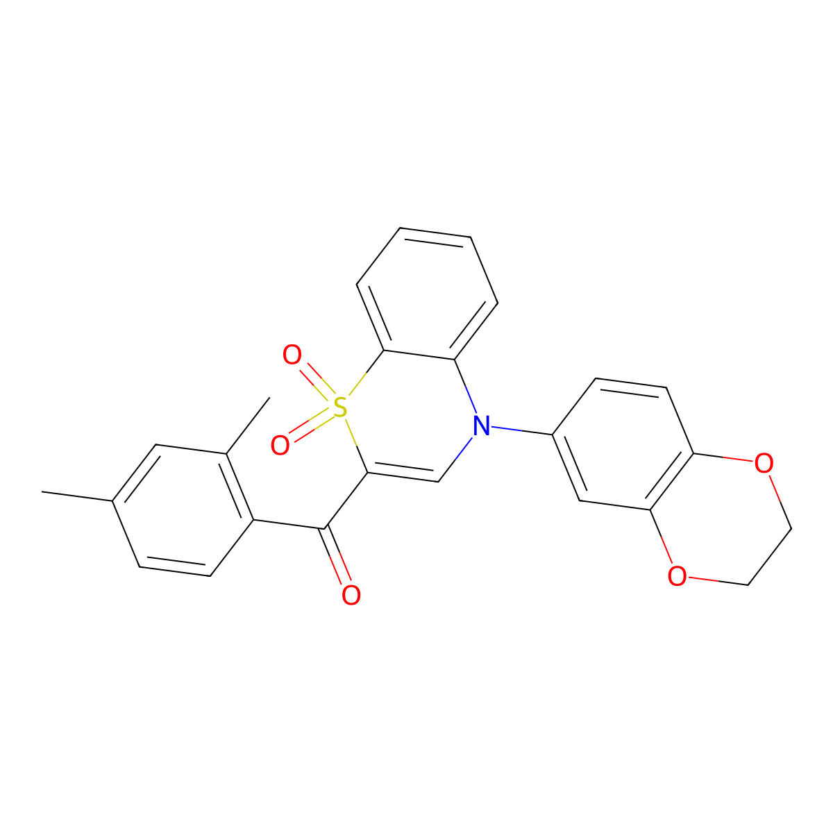 [4-(2,3-dihydro-1,4-benzodioxin-6-yl)-1,1-dioxido-4H-1,4-benzothiazin-2-yl](2,4-dimethylphenyl)methanone molecular structure, CAS 1114649-24-9