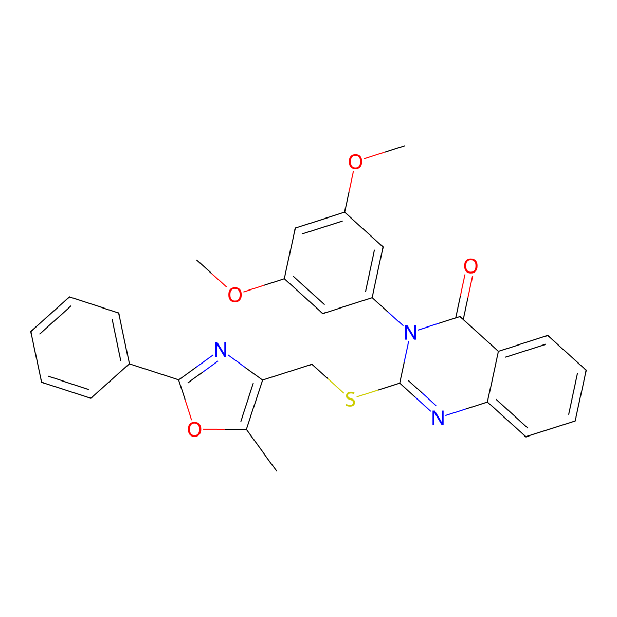 3-(3,5-dimethoxyphenyl)-2-(((5-methyl-2-phenyloxazol-4-yl)methyl)thio)quinazolin-4(3H)-one molecular structure, CAS 1114649-26-1