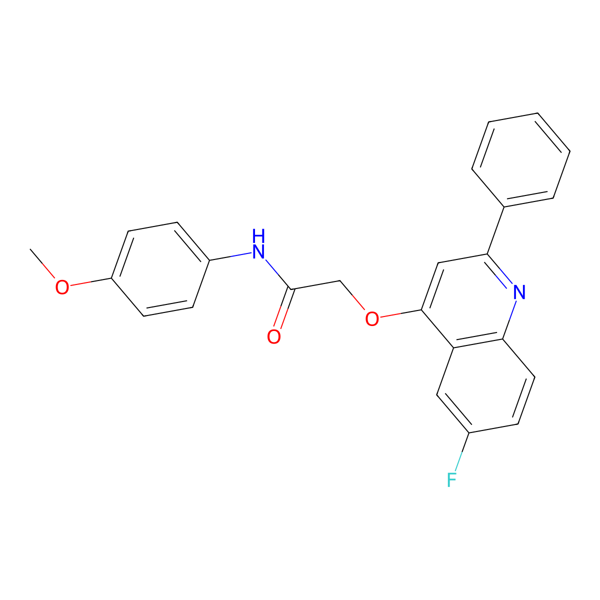 2-[(6-fluoro-2-phenylquinolin-4-yl)oxy]-N-(4-methoxyphenyl)acetamide molecular structure, CAS 1114649-28-3