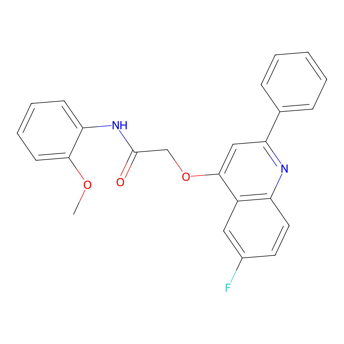 2-[(6-fluoro-2-phenylquinolin-4-yl)oxy]-N-(2-methoxyphenyl)acetamide molecular structure, CAS 1114649-52-3