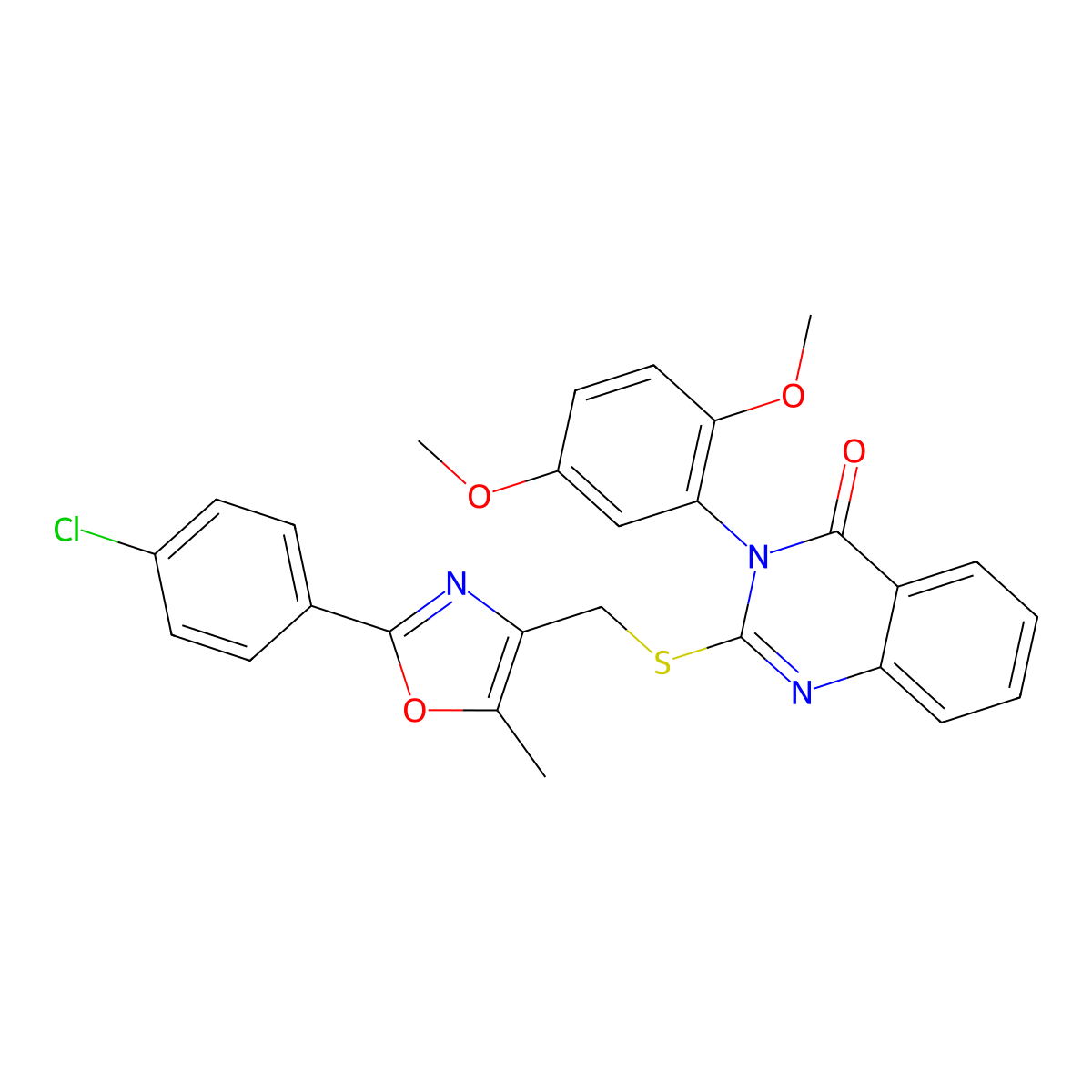 2-(((2-(4-chlorophenyl)-5-methyloxazol-4-yl)methyl)thio)-3-(2,5-dimethoxyphenyl)quinazolin-4(3H)-one molecular structure, CAS 1114649-57-8