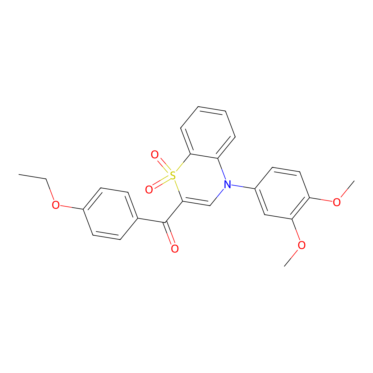 [4-(3,4-dimethoxyphenyl)-1,1-dioxido-4H-1,4-benzothiazin-2-yl](4-ethoxyphenyl)methanone molecular structure, CAS 1114649-83-0