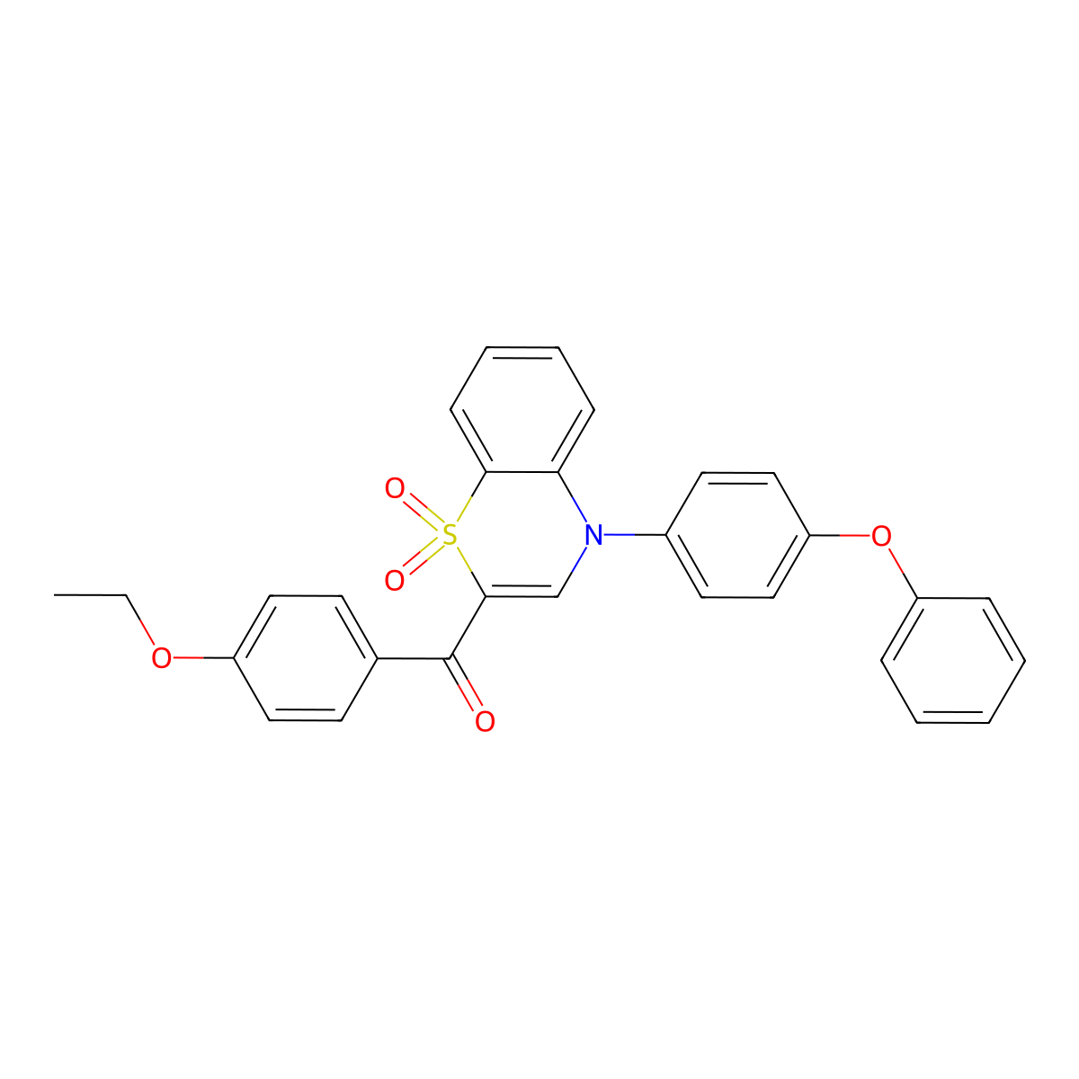 [1,1-dioxido-4-(4-phenoxyphenyl)-4H-1,4-benzothiazin-2-yl](4-ethoxyphenyl)methanone molecular structure, CAS 1114649-90-9