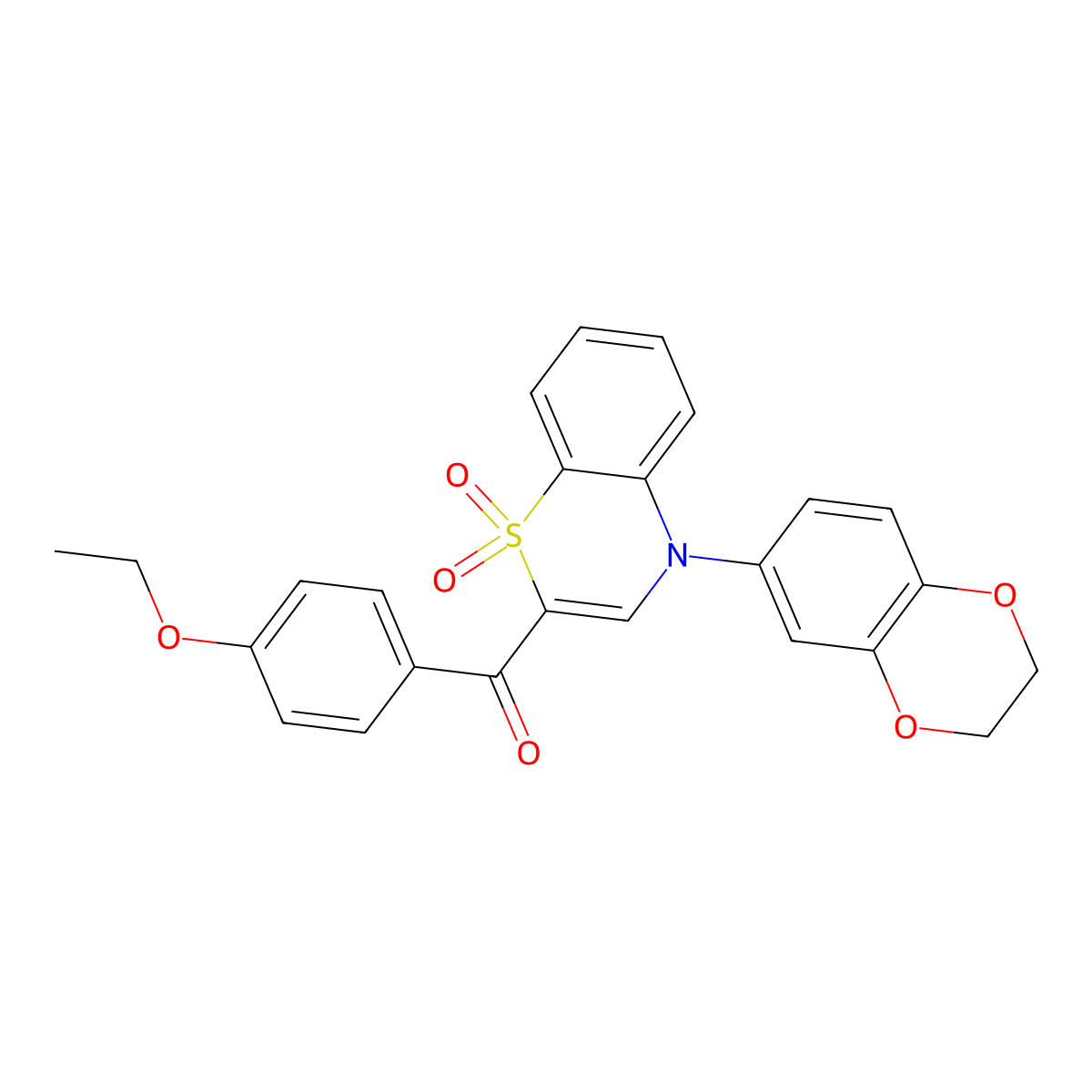 [4-(2,3-dihydro-1,4-benzodioxin-6-yl)-1,1-dioxido-4H-1,4-benzothiazin-2-yl](4-ethoxyphenyl)methanone molecular structure, CAS 1114649-97-6