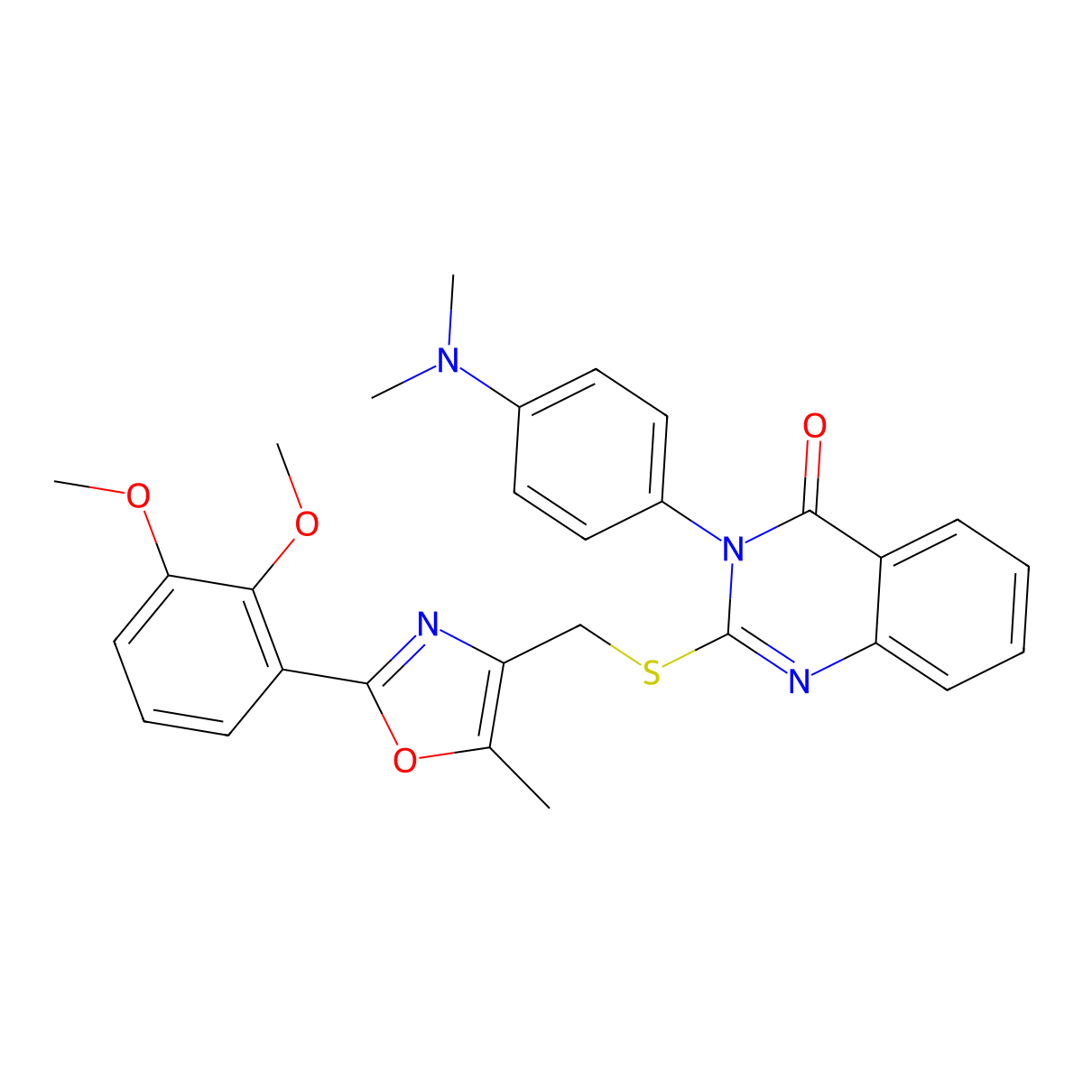 2-(((2-(2,3-dimethoxyphenyl)-5-methyloxazol-4-yl)methyl)thio)-3-(4-(dimethylamino)phenyl)quinazolin-4(3H)-one molecular structure, CAS 1114649-99-8