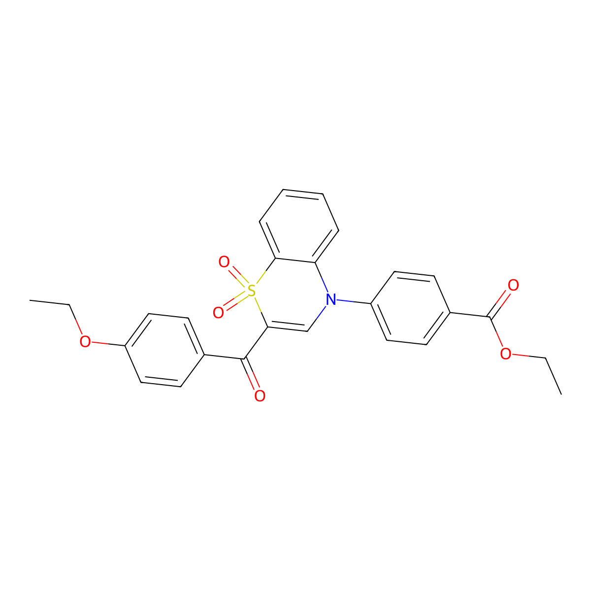 ethyl 4-[2-(4-ethoxybenzoyl)-1,1-dioxido-4H-1,4-benzothiazin-4-yl]benzoate molecular structure, CAS 1114650-04-2