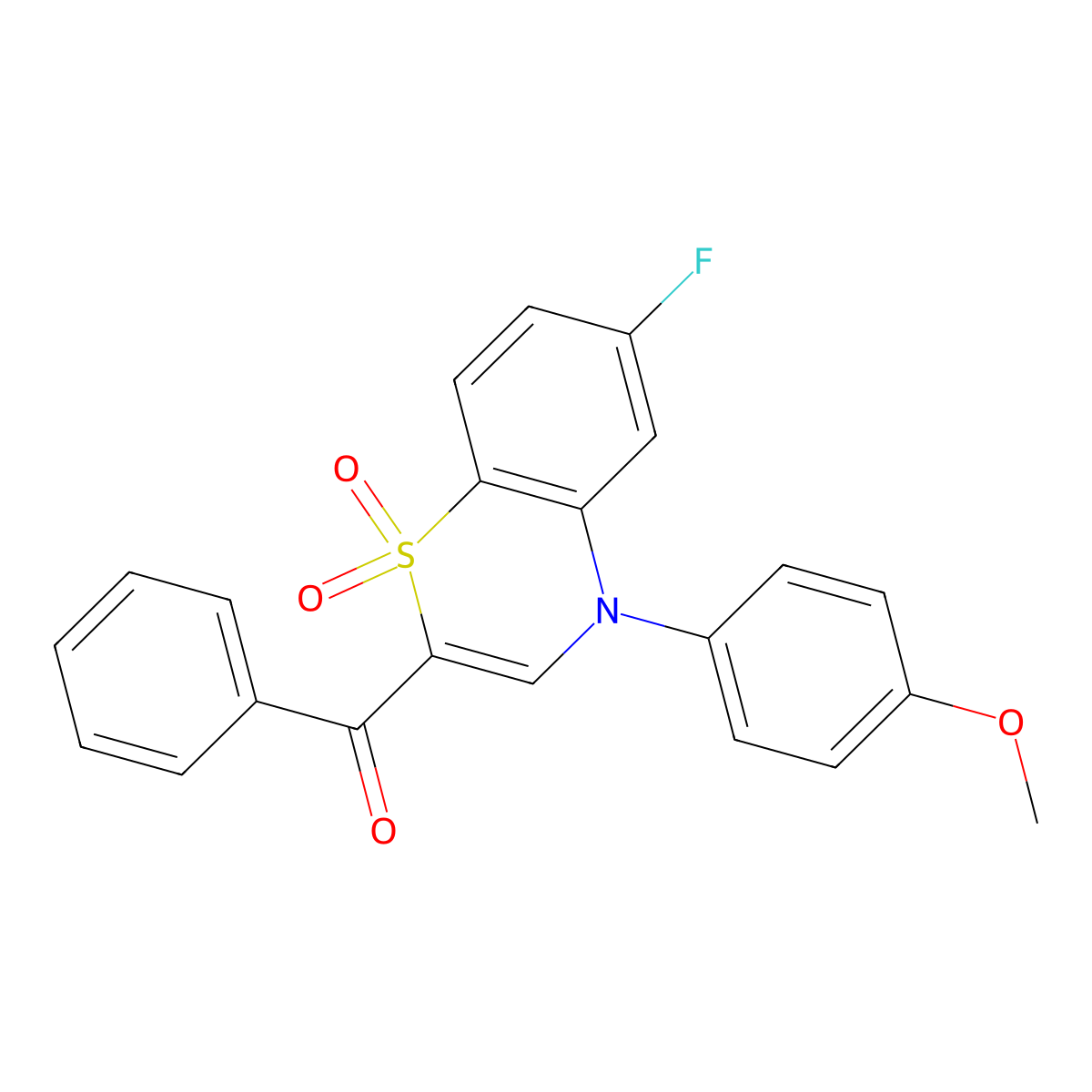 [6-fluoro-4-(4-methoxyphenyl)-1,1-dioxido-4H-1,4-benzothiazin-2-yl](phenyl)methanone molecular structure, CAS 1114650-25-7