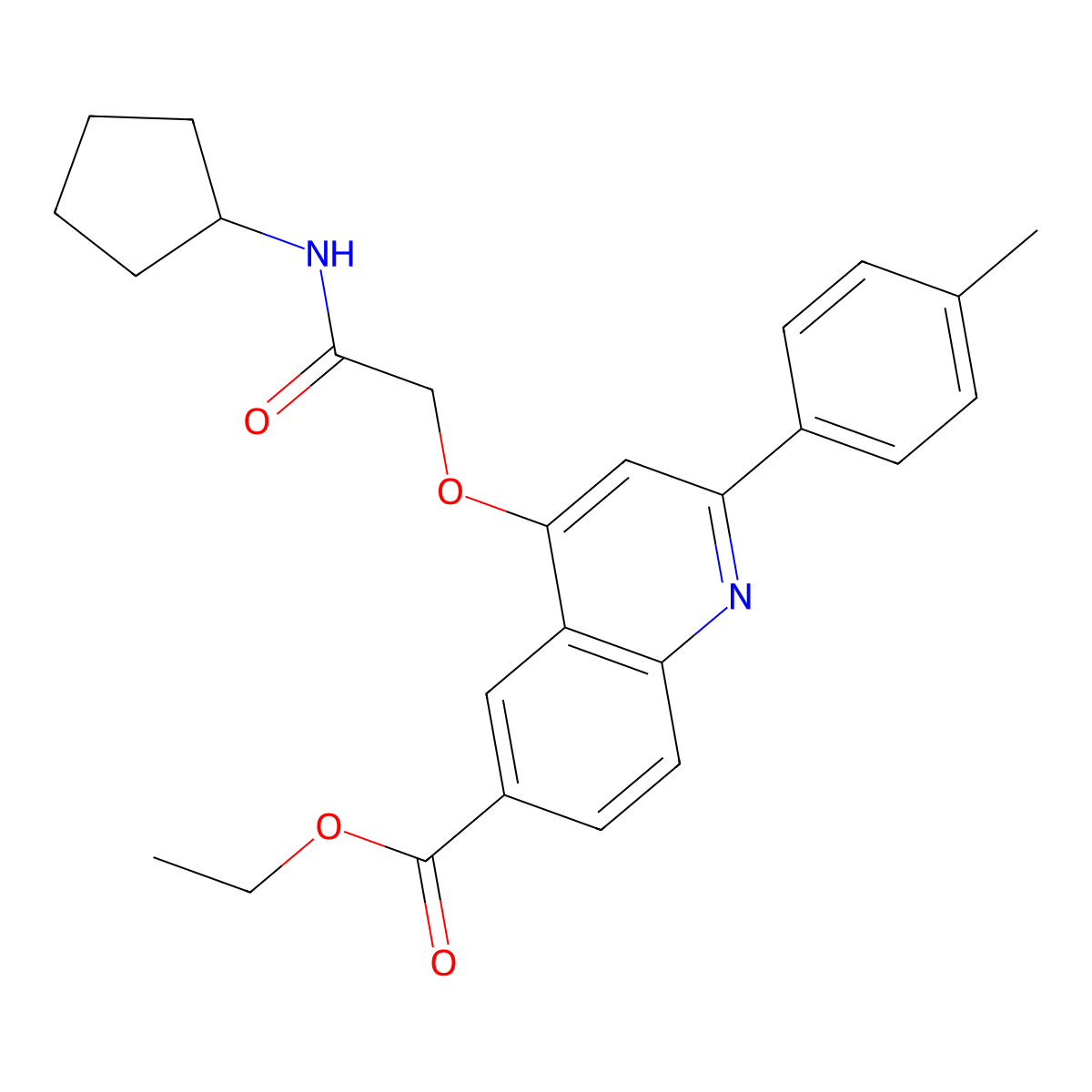 Ethyl 4-(2-(cyclopentylamino)-2-oxoethoxy)-2-(p-tolyl)quinoline-6-carboxylate molecular structure, CAS 1114650-29-1