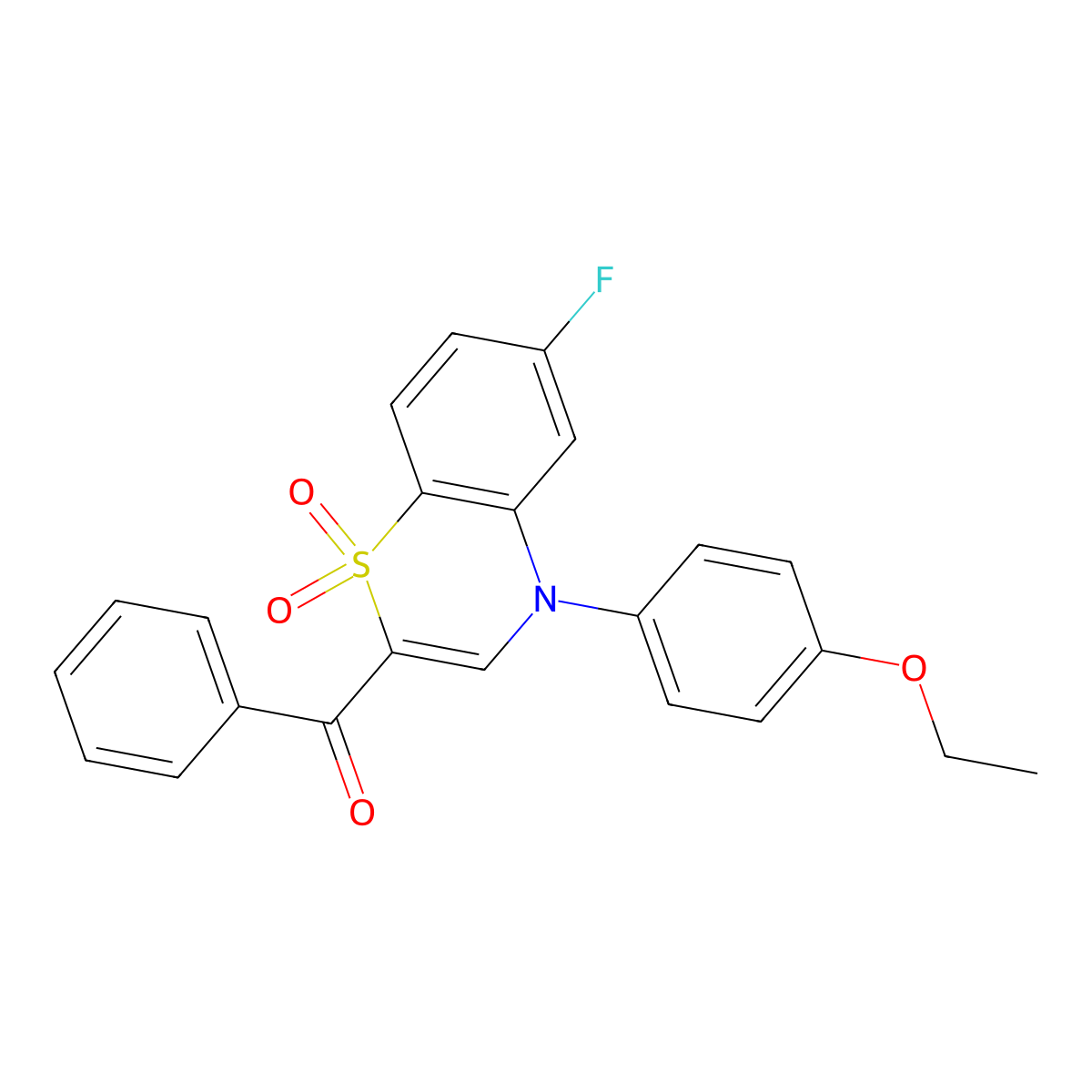 [4-(4-ethoxyphenyl)-6-fluoro-1,1-dioxido-4H-1,4-benzothiazin-2-yl](phenyl)methanone molecular structure, CAS 1114650-32-6