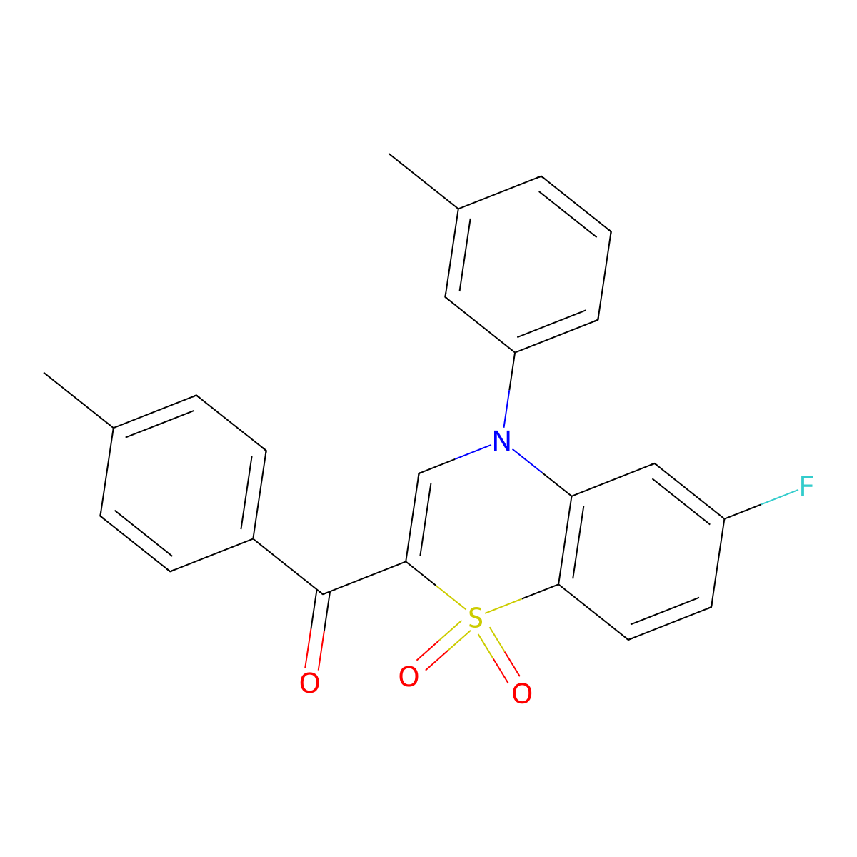 [6-fluoro-4-(3-methylphenyl)-1,1-dioxido-4H-1,4-benzothiazin-2-yl](4-methylphenyl)methanone molecular structure, CAS 1114650-39-3