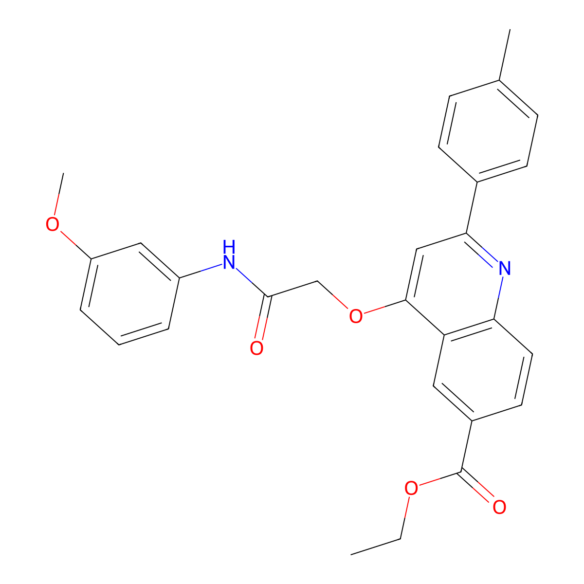 Ethyl 4-{[(3-methoxyphenyl)carbamoyl]methoxy}-2-(4-methylphenyl)quinoline-6-carboxylate molecular structure, CAS 1114650-55-3