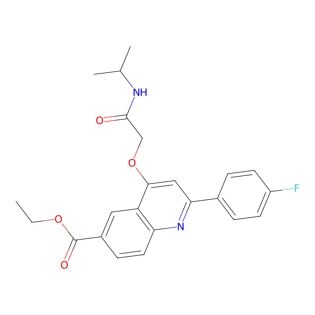 Ethyl 2-(4-fluorophenyl)-4-(2-(isopropylamino)-2-oxoethoxy)quinoline-6-carboxylate molecular structure, CAS 1114650-67-7