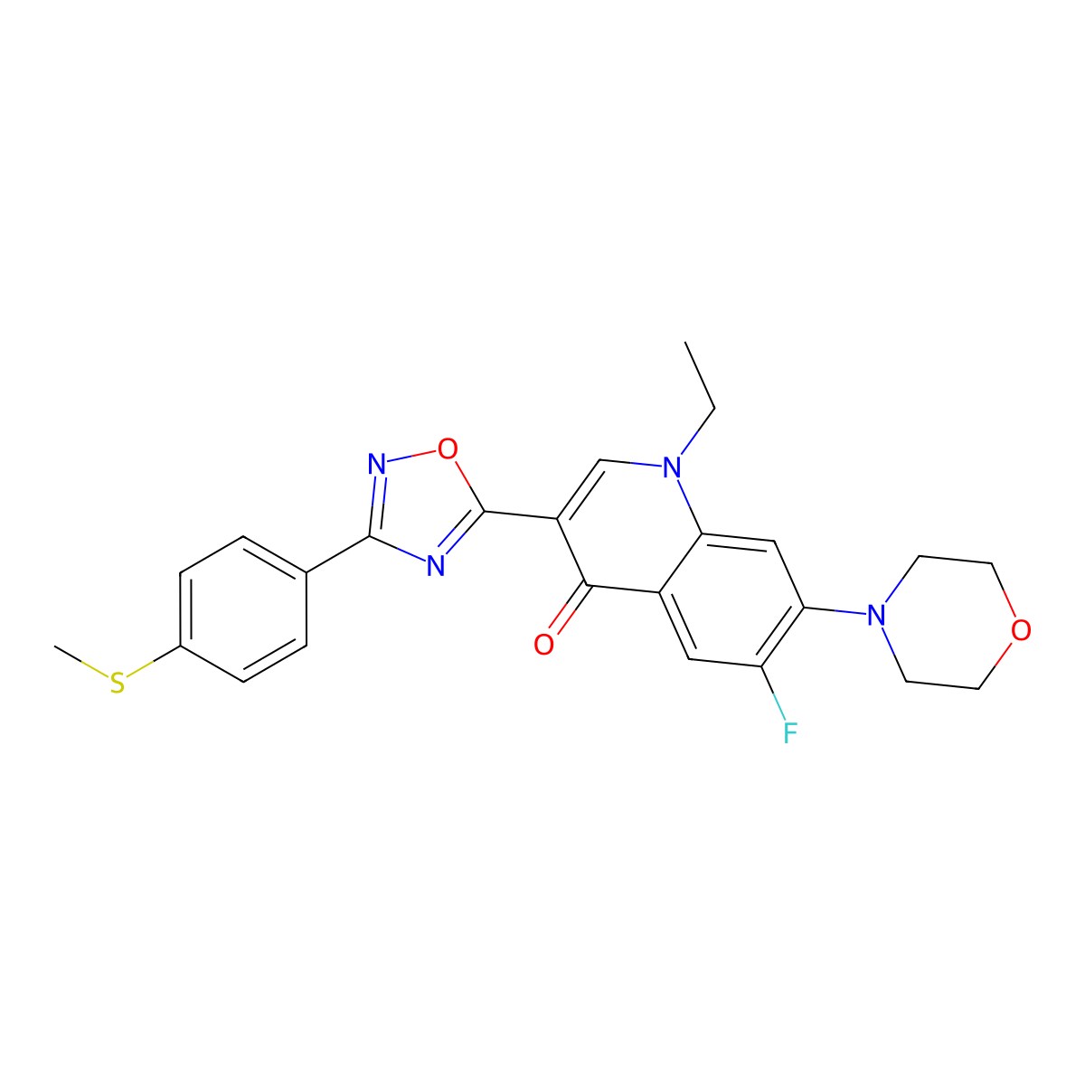 1-ethyl-6-fluoro-3-(3-(4-(methylthio)phenyl)-1,2,4-oxadiazol-5-yl)-7-morpholinoquinolin-4(1H)-one molecular structure, CAS 1114650-77-9