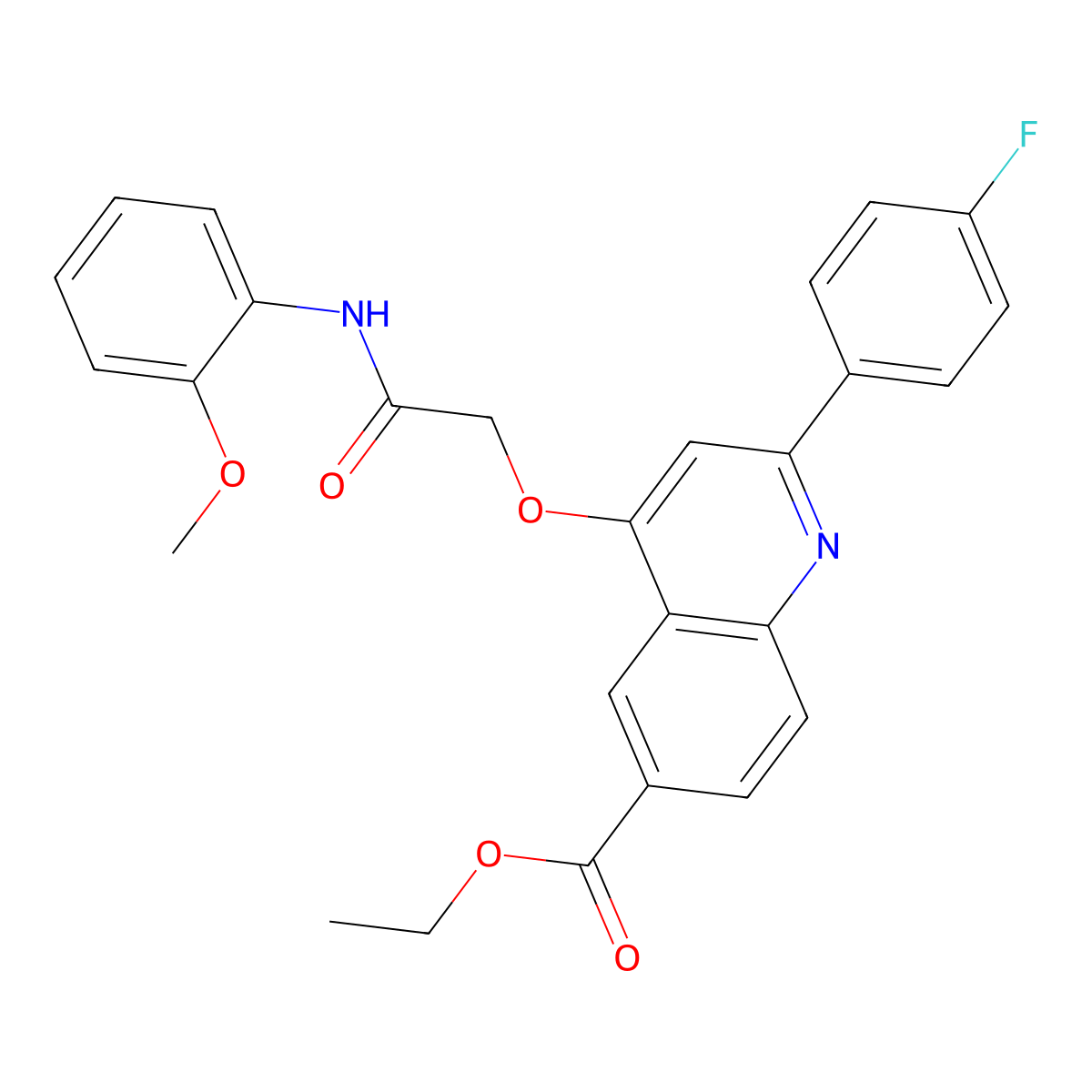 Ethyl 2-(4-fluorophenyl)-4-{[(2-methoxyphenyl)carbamoyl]methoxy}quinoline-6-carboxylate molecular structure, CAS 1114650-85-9