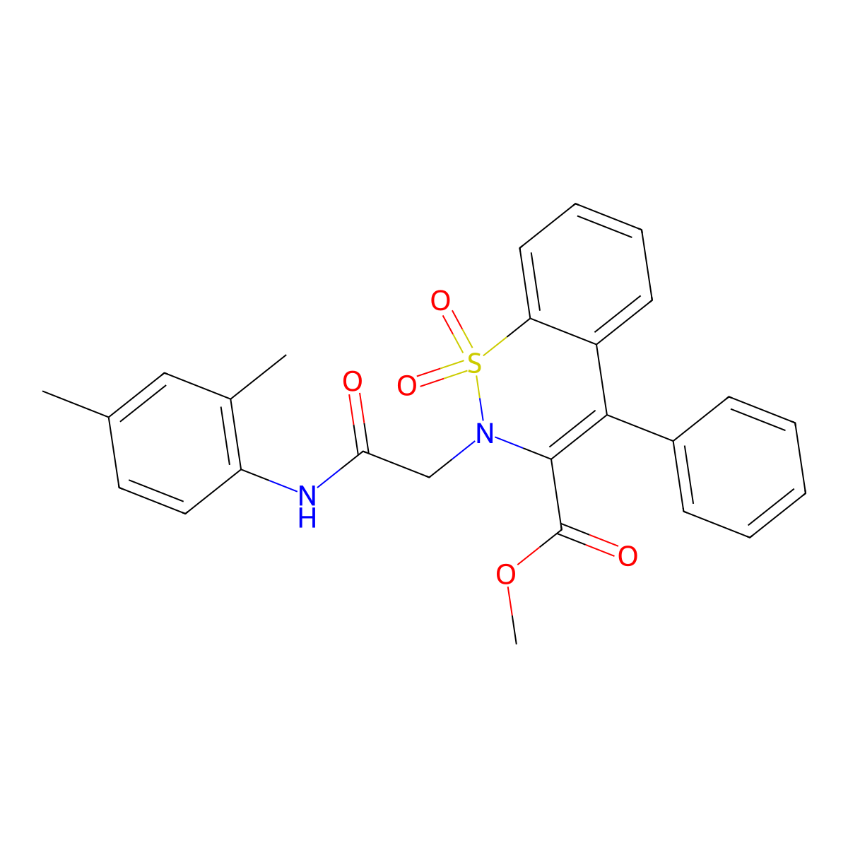 methyl 2-{2-[(2,4-dimethylphenyl)amino]-2-oxoethyl}-4-phenyl-2H-1,2-benzothiazine-3-carboxylate 1,1-dioxide molecular structure, CAS 1114650-89-3