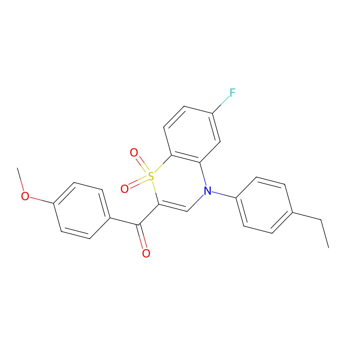 [4-(4-ethylphenyl)-6-fluoro-1,1-dioxido-4H-1,4-benzothiazin-2-yl](4-methoxyphenyl)methanone molecular structure, CAS 1114650-92-8