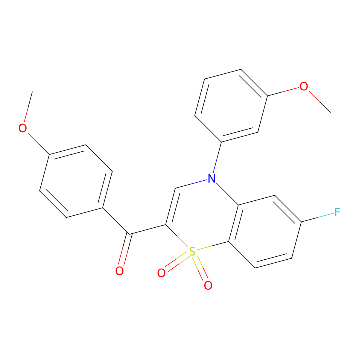[6-fluoro-4-(3-methoxyphenyl)-1,1-dioxido-4H-1,4-benzothiazin-2-yl](4-methoxyphenyl)methanone molecular structure, CAS 1114650-97-3