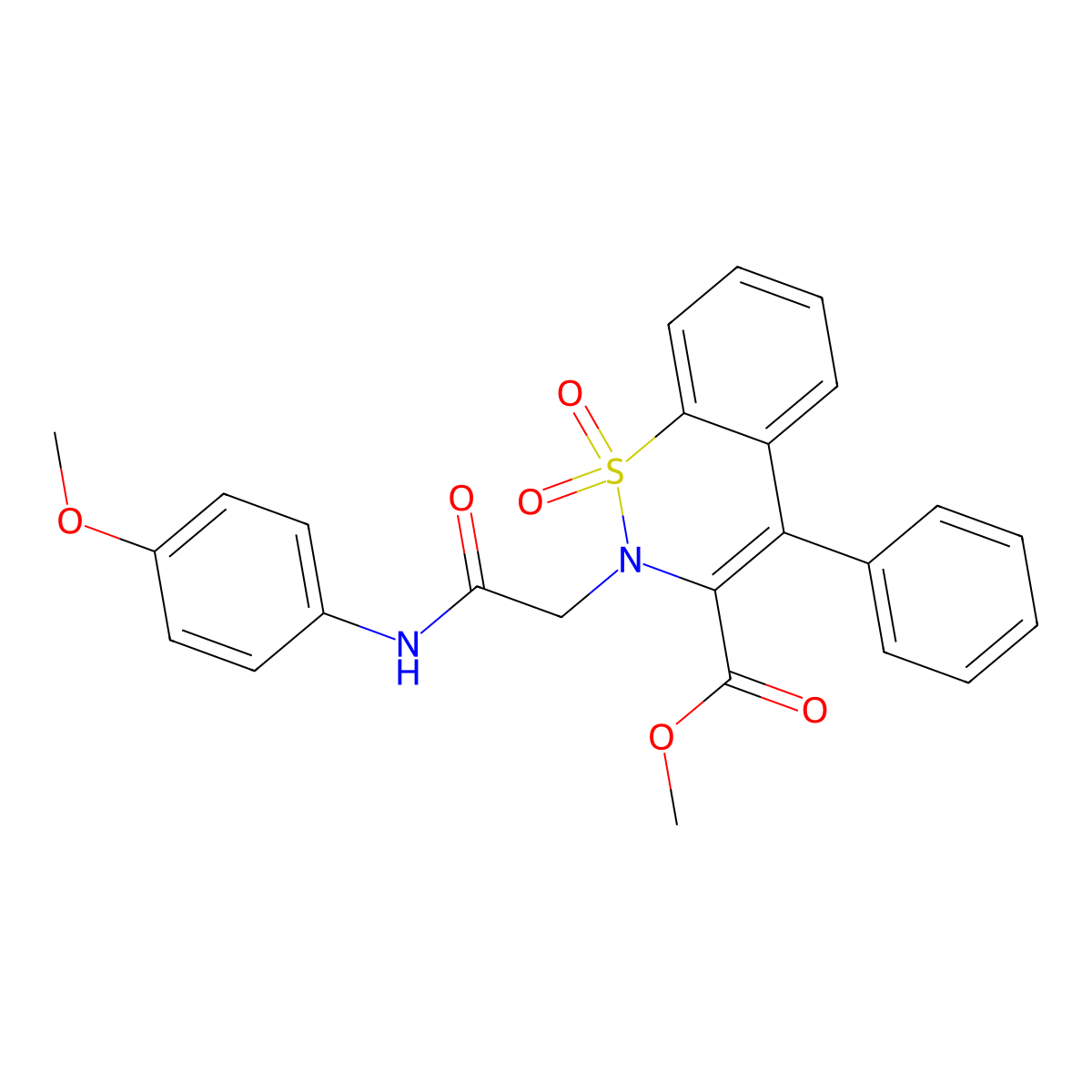 methyl 2-{2-[(4-methoxyphenyl)amino]-2-oxoethyl}-4-phenyl-2H-1,2-benzothiazine-3-carboxylate 1,1-dioxide molecular structure, CAS 1114650-99-5