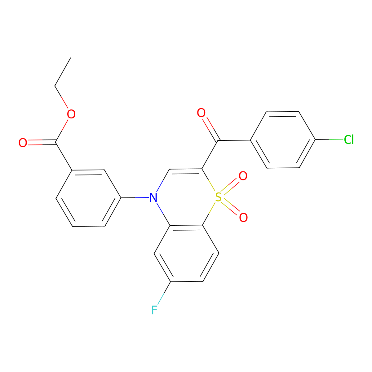 ethyl 3-[2-(4-chlorobenzoyl)-6-fluoro-1,1-dioxido-4H-1,4-benzothiazin-4-yl]benzoate molecular structure, CAS 1114651-32-9