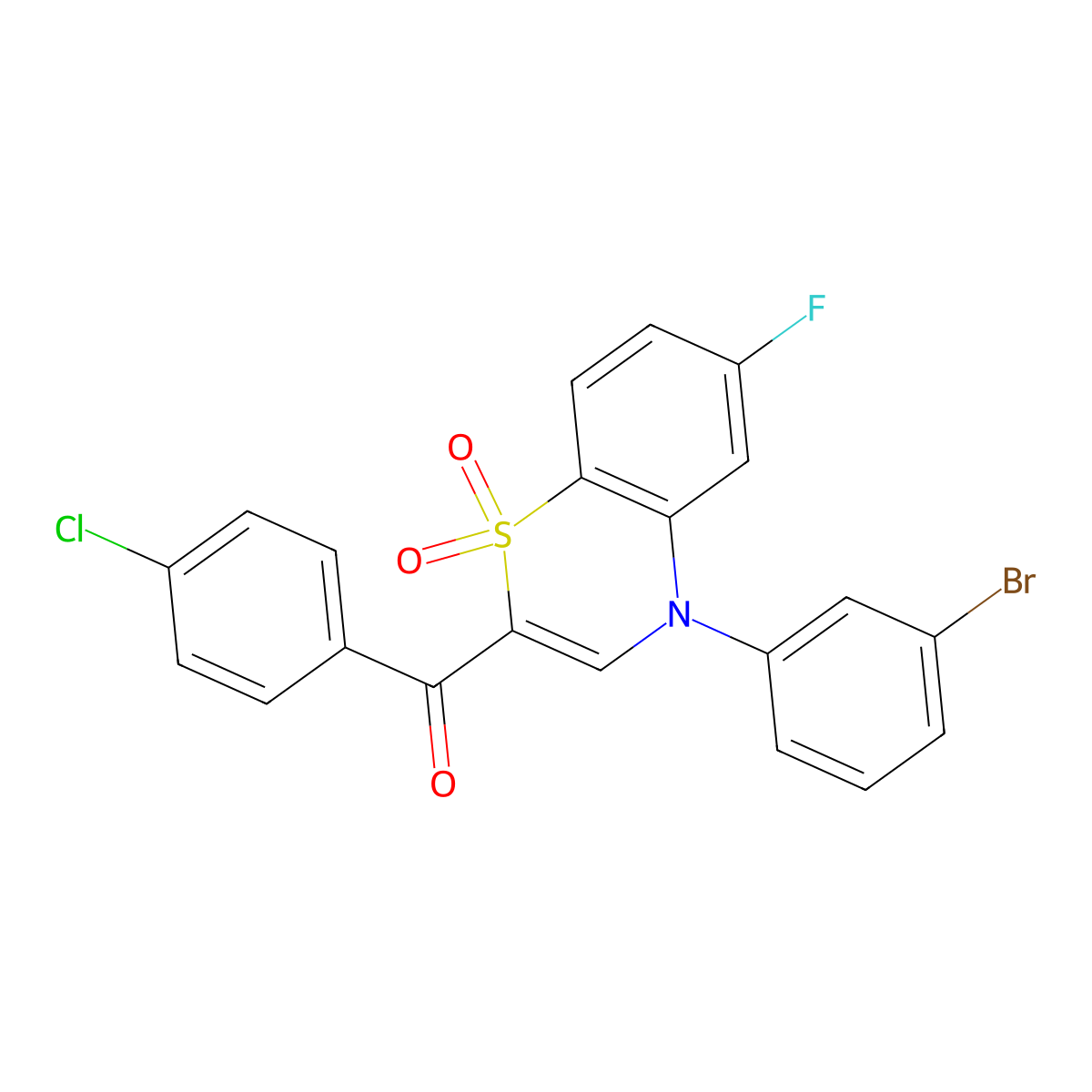 [4-(3-bromophenyl)-6-fluoro-1,1-dioxido-4H-1,4-benzothiazin-2-yl](4-chlorophenyl)methanone molecular structure, CAS 1114651-37-4