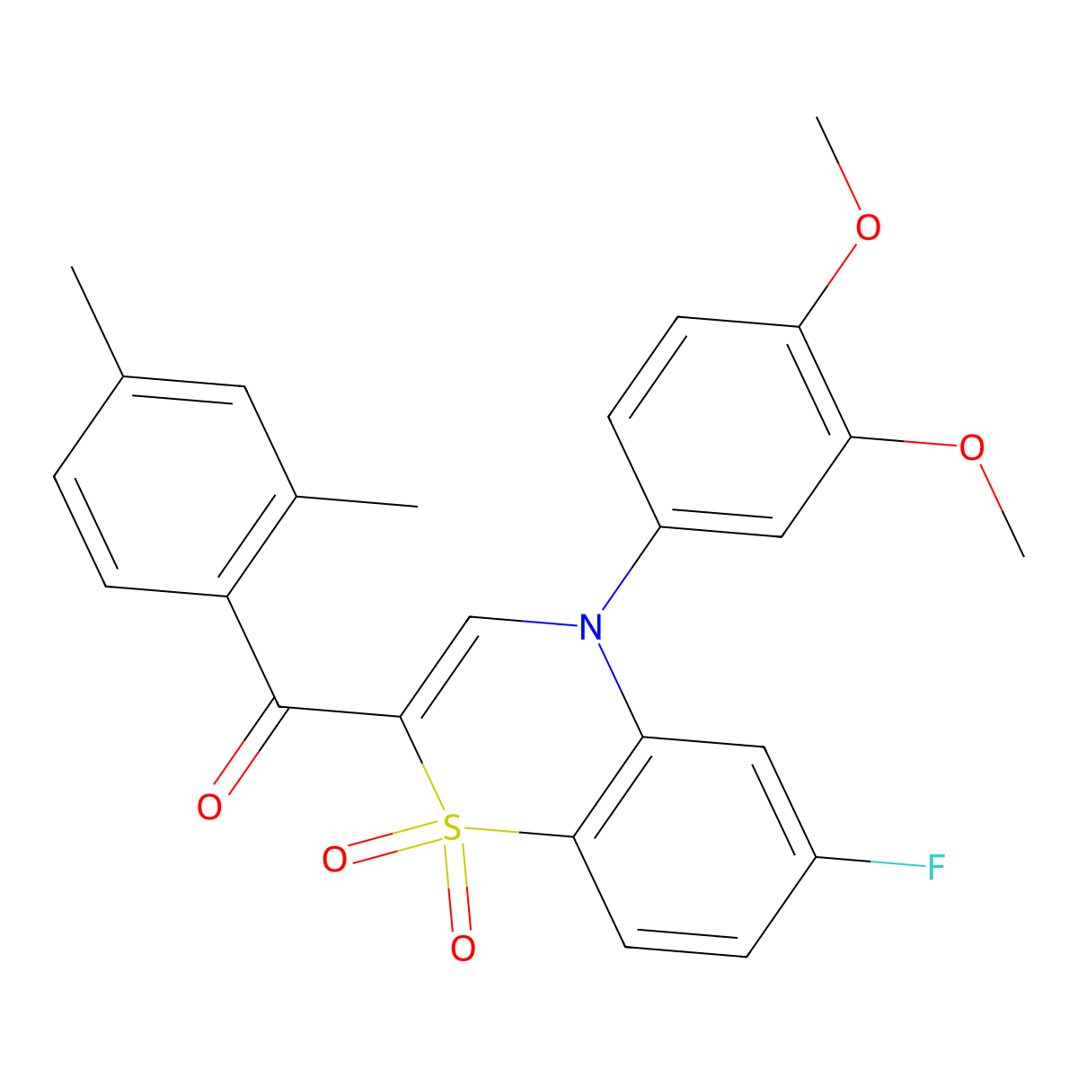 [4-(3,4-dimethoxyphenyl)-6-fluoro-1,1-dioxido-4H-1,4-benzothiazin-2-yl](2,4-dimethylphenyl)methanone molecular structure, CAS 1114651-52-3