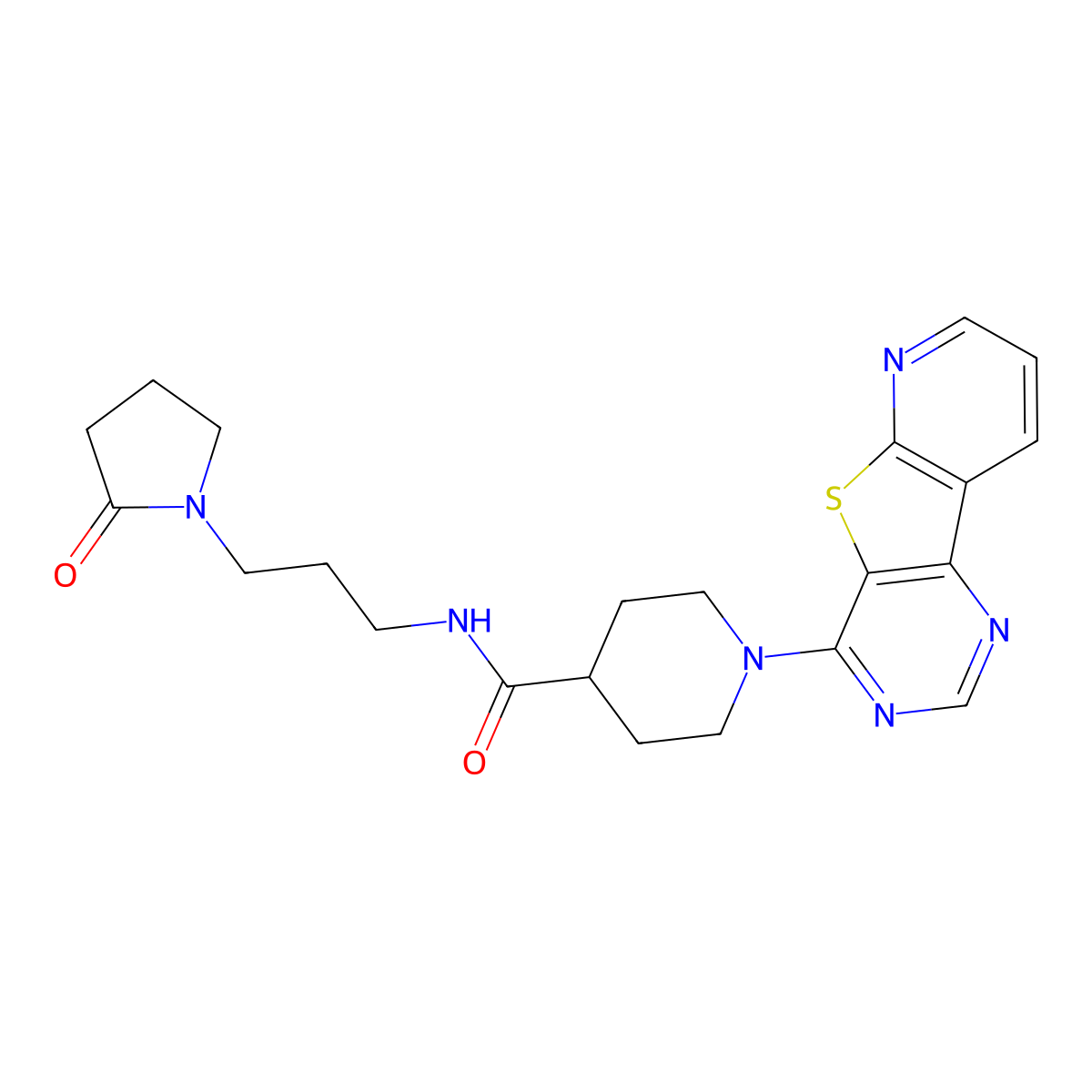 N-[3-(2-oxopyrrolidin-1-yl)propyl]-1-{8-thia-3,5,10-triazatricyclo[7.4.0.0^{2,7}]trideca-1(13),2(7),3,5,9,11-hexaen-6-yl}piperidine-4-carboxamide molecular structure, CAS 1114651-56-7
