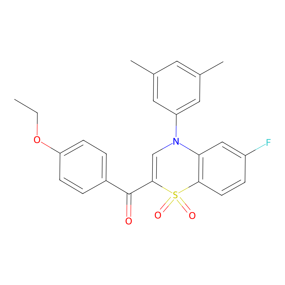 [4-(3,5-dimethylphenyl)-6-fluoro-1,1-dioxido-4H-1,4-benzothiazin-2-yl](4-ethoxyphenyl)methanone molecular structure, CAS 1114651-87-4