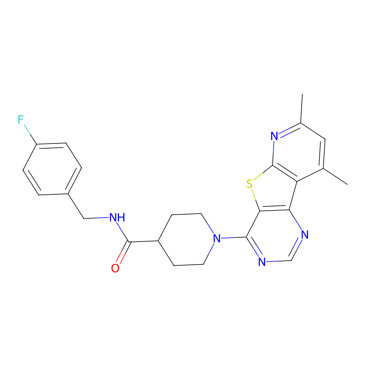 1-(7,9-dimethylpyrido[3',2':4,5]thieno[3,2-d]pyrimidin-4-yl)-N-(4-fluorobenzyl)piperidine-4-carboxamide molecular structure, CAS 1114651-91-0