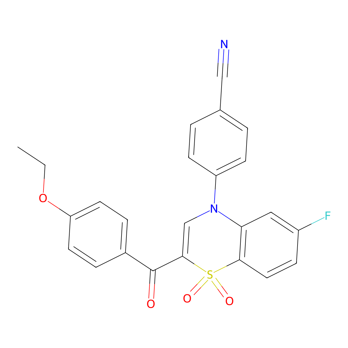 4-[2-(4-ethoxybenzoyl)-6-fluoro-1,1-dioxido-4H-1,4-benzothiazin-4-yl]benzonitrile molecular structure, CAS 1114652-02-6