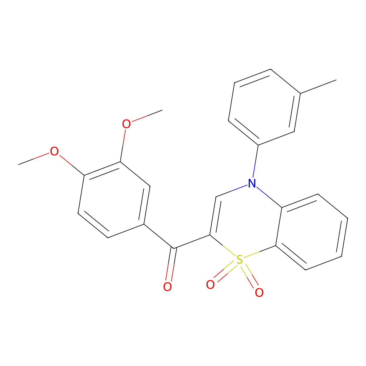 (3,4-dimethoxyphenyl)[4-(3-methylphenyl)-1,1-dioxido-4H-1,4-benzothiazin-2-yl]methanone molecular structure, CAS 1114652-15-1