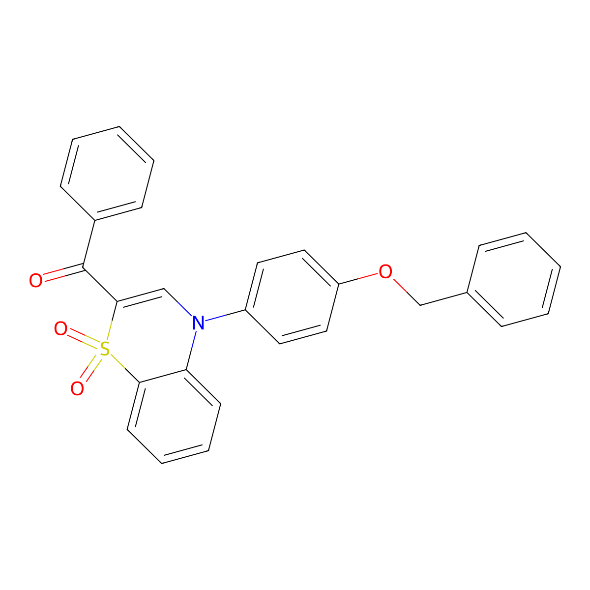 {4-[4-(benzyloxy)phenyl]-1,1-dioxido-4H-1,4-benzothiazin-2-yl}(phenyl)methanone molecular structure, CAS 1114652-17-3