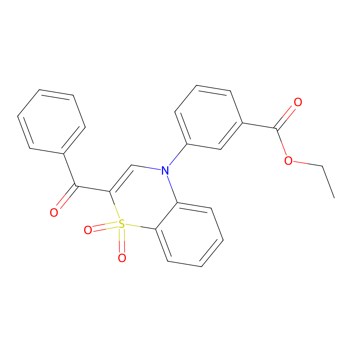 ethyl 3-(2-benzoyl-1,1-dioxido-4H-1,4-benzothiazin-4-yl)benzoate molecular structure, CAS 1114652-26-4