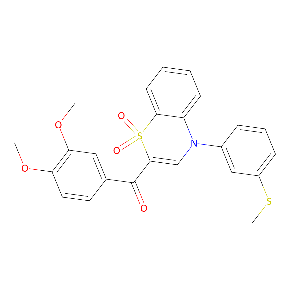 (3,4-dimethoxyphenyl){4-[3-(methylthio)phenyl]-1,1-dioxido-4H-1,4-benzothiazin-2-yl}methanone molecular structure, CAS 1114652-28-6