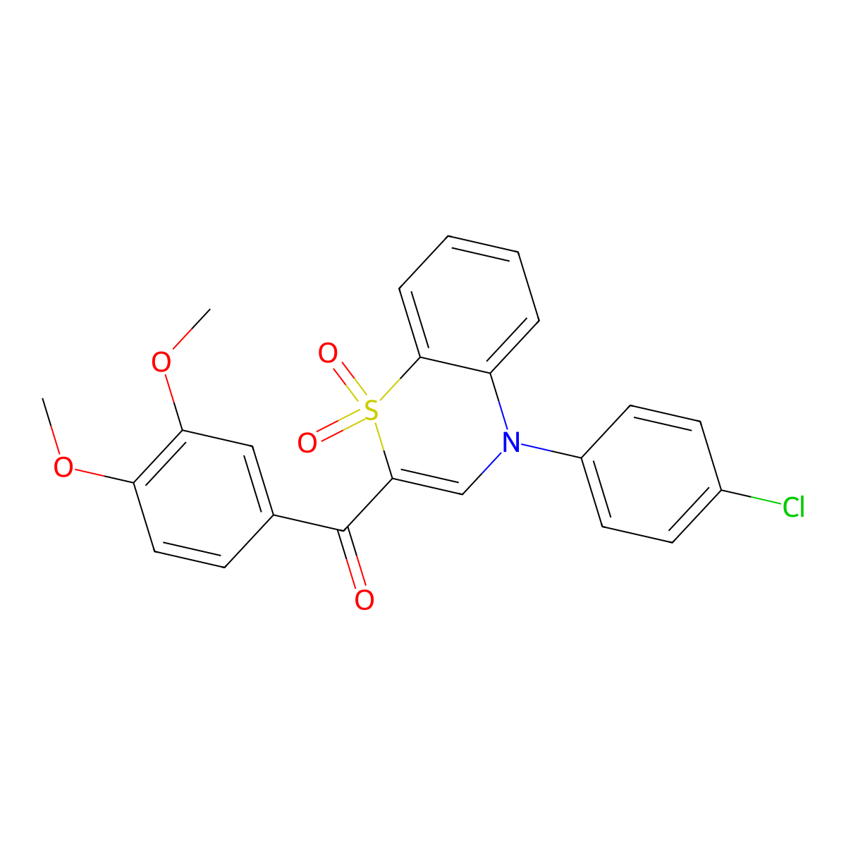 [4-(4-chlorophenyl)-1,1-dioxido-4H-1,4-benzothiazin-2-yl](3,4-dimethoxyphenyl)methanone molecular structure, CAS 1114652-43-5