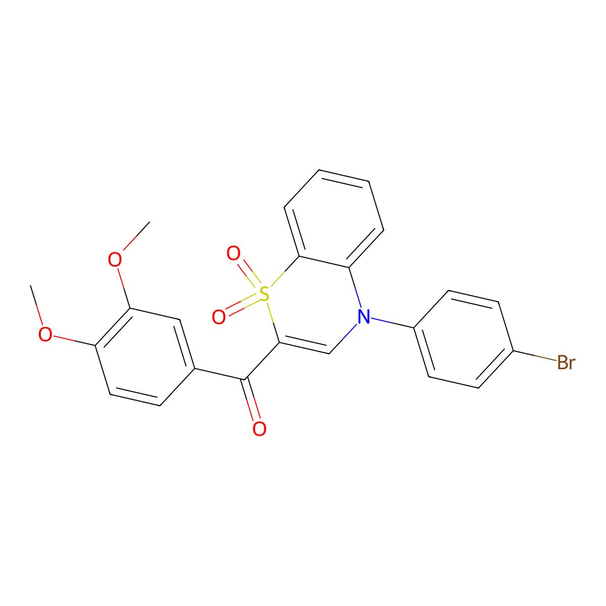 [4-(4-bromophenyl)-1,1-dioxido-4H-1,4-benzothiazin-2-yl](3,4-dimethoxyphenyl)methanone molecular structure, CAS 1114652-47-9