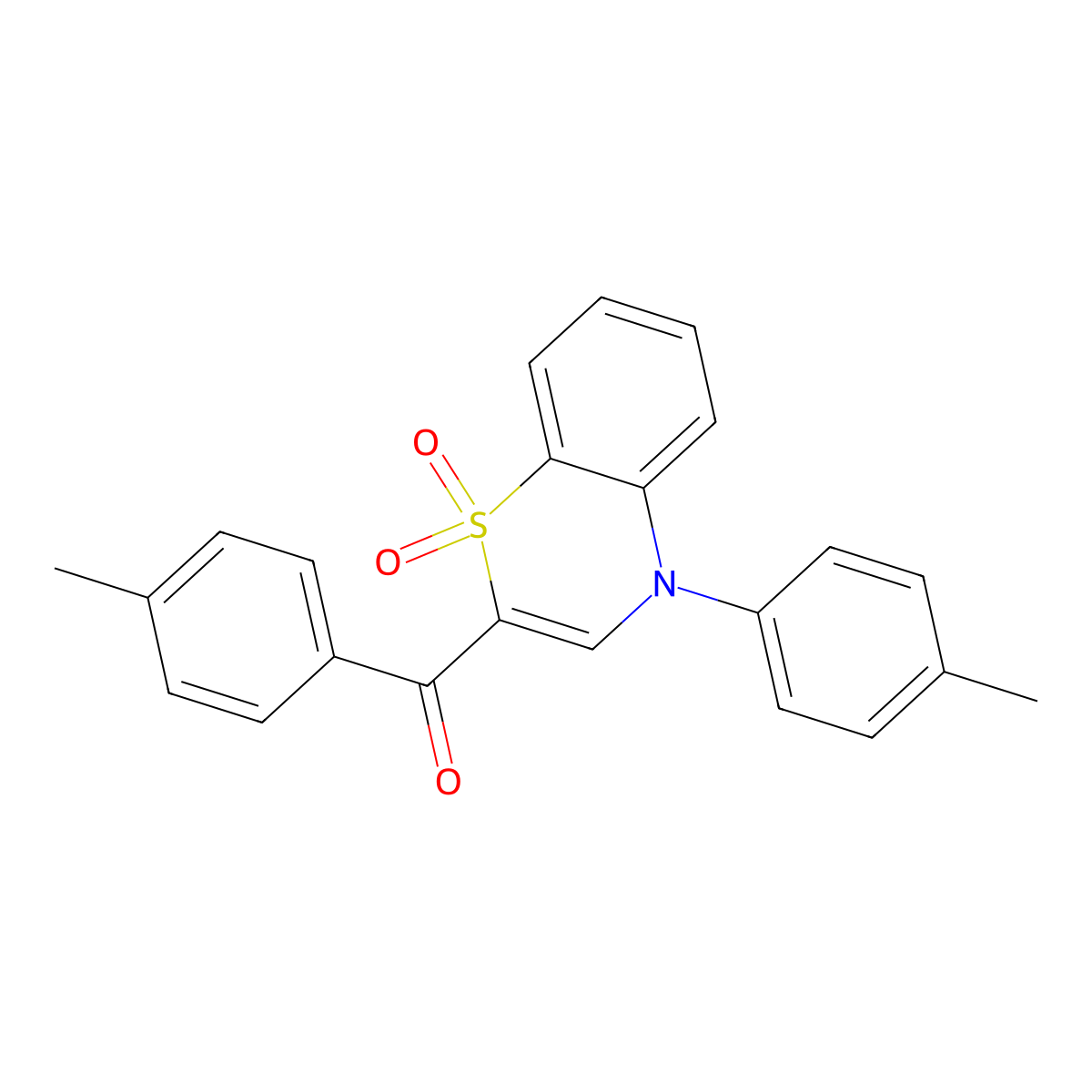 (4-methylphenyl)[4-(4-methylphenyl)-1,1-dioxido-4H-1,4-benzothiazin-2-yl]methanone molecular structure, CAS 1114652-50-4