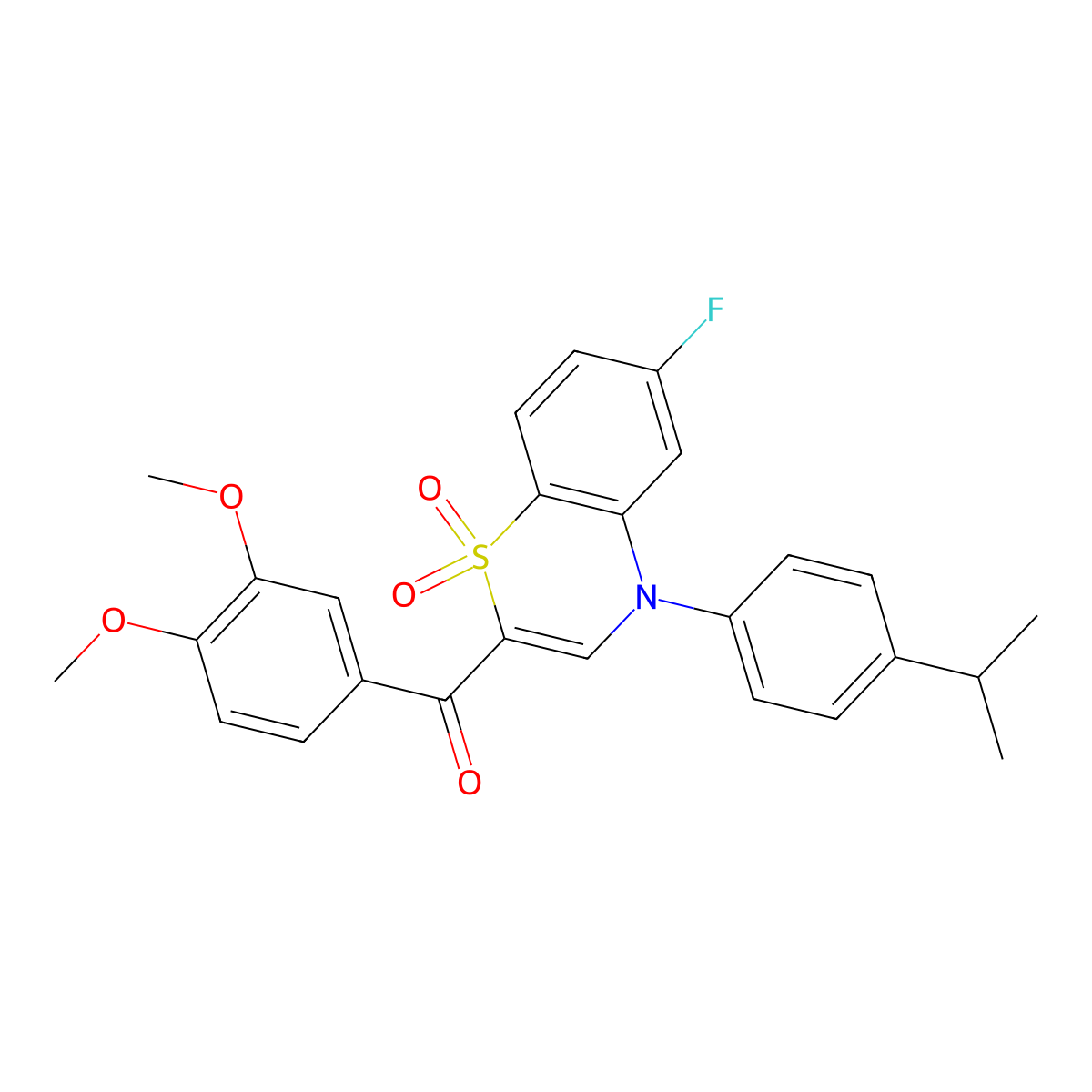 (3,4-dimethoxyphenyl)[6-fluoro-4-(4-isopropylphenyl)-1,1-dioxido-4H-1,4-benzothiazin-2-yl]methanone molecular structure, CAS 1114652-57-1