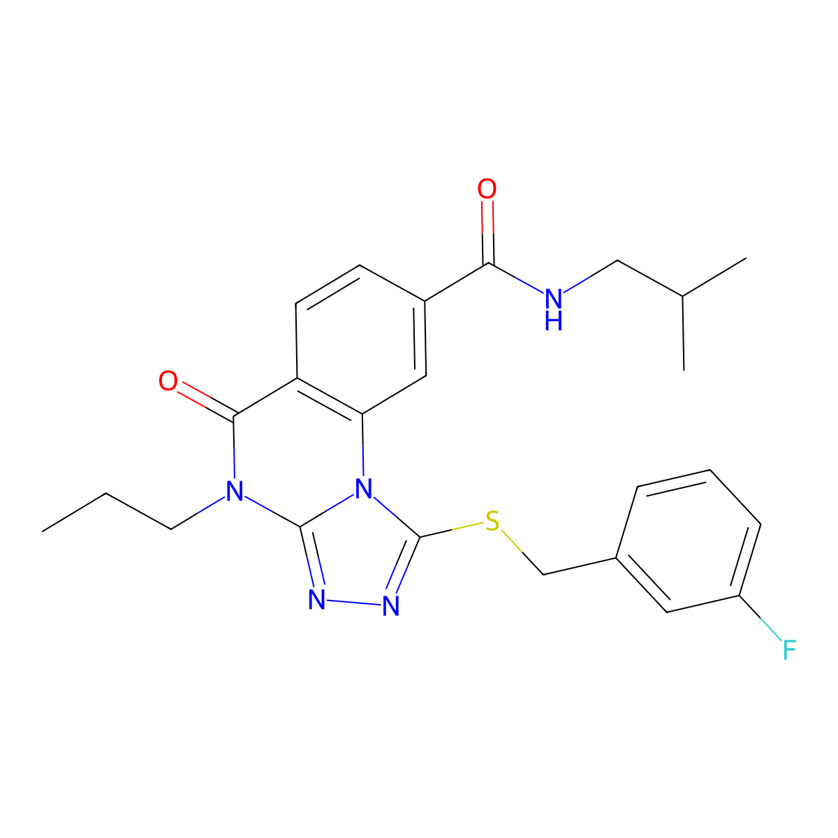 1-[(3-fluorobenzyl)thio]-N-isobutyl-5-oxo-4-propyl-4,5-dihydro[1,2,4]triazolo[4,3-a]quinazoline-8-carboxamide molecular structure, CAS 1114652-66-2