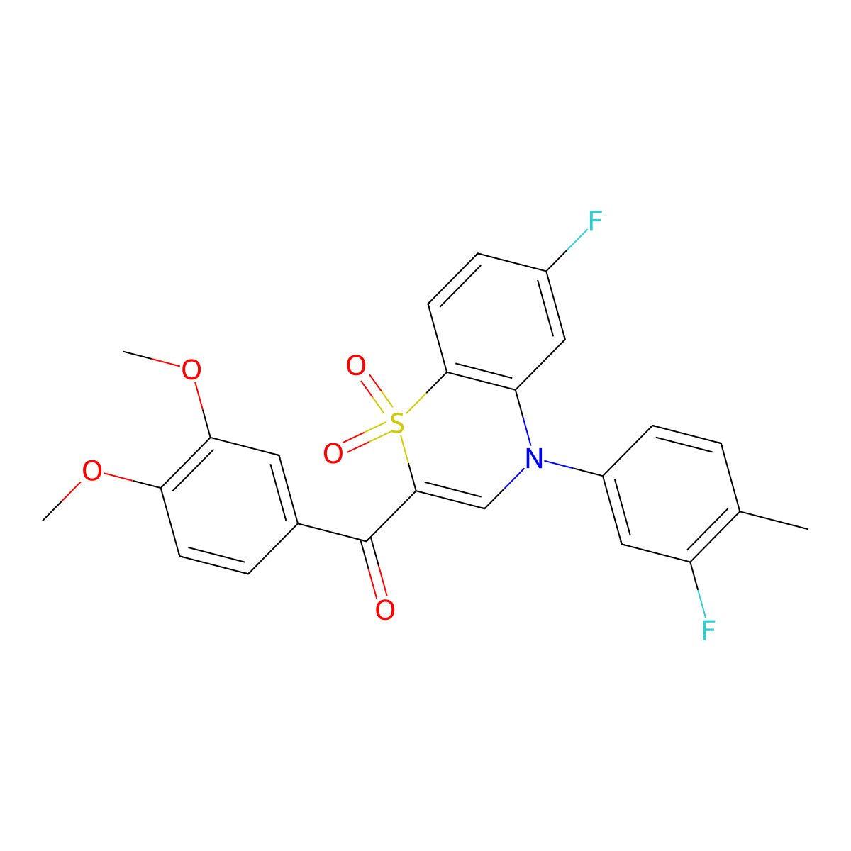 (3,4-dimethoxyphenyl)[6-fluoro-4-(3-fluoro-4-methylphenyl)-1,1-dioxido-4H-1,4-benzothiazin-2-yl]methanone molecular structure, CAS 1114652-77-5