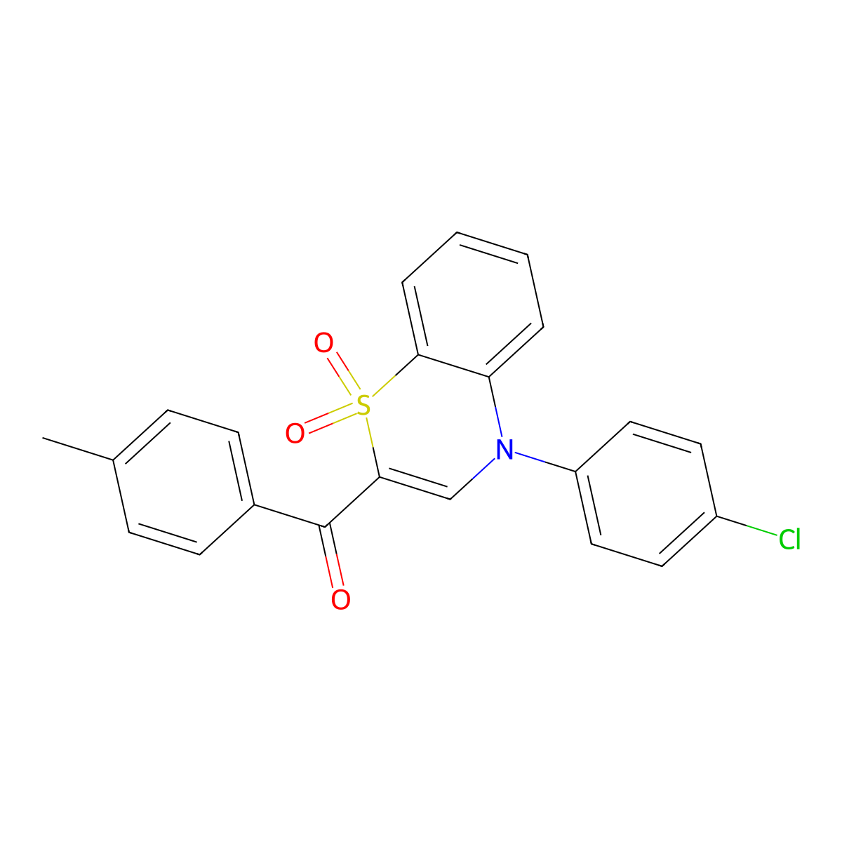 [4-(4-chlorophenyl)-1,1-dioxido-4H-1,4-benzothiazin-2-yl](4-methylphenyl)methanone molecular structure, CAS 1114652-85-5