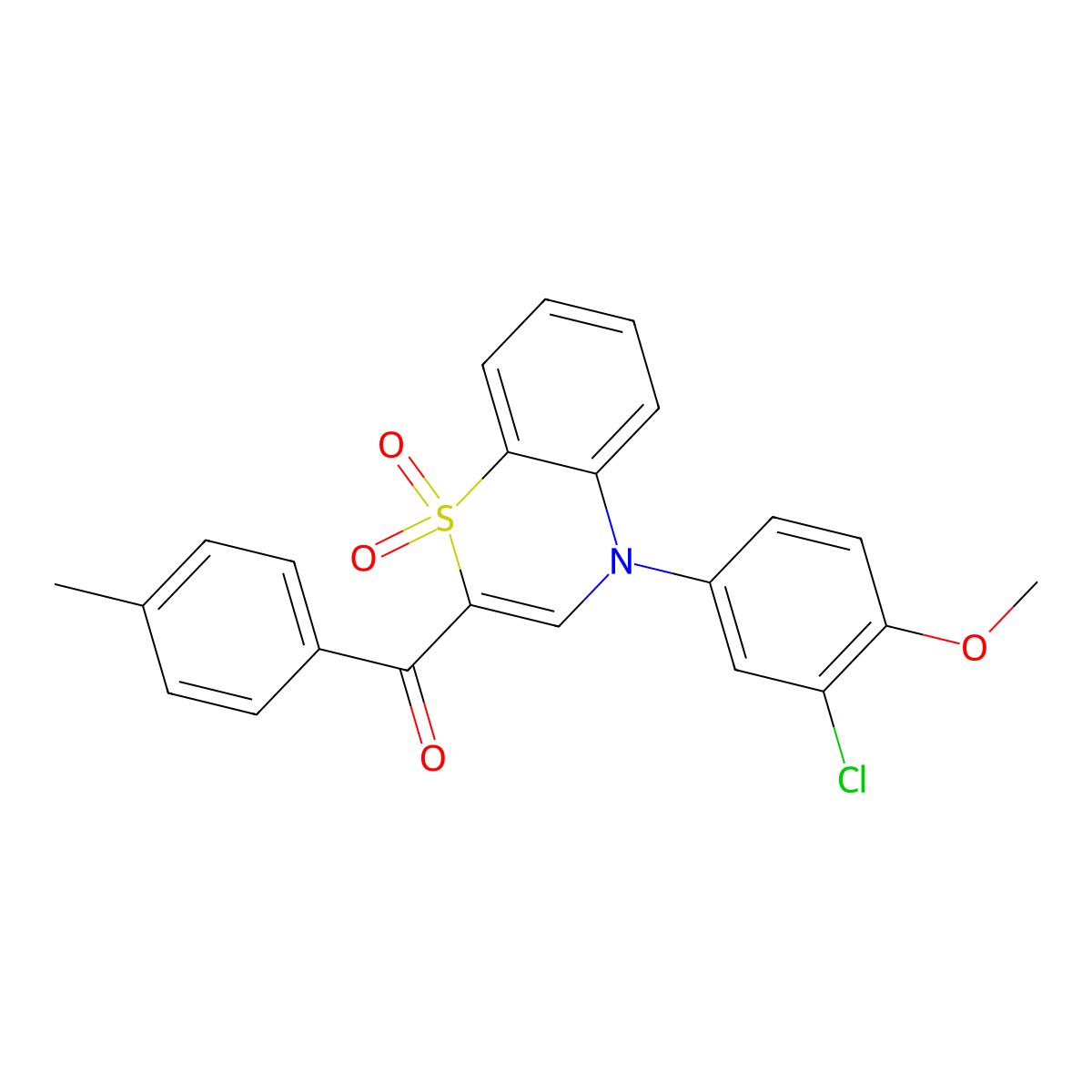[4-(3-chloro-4-methoxyphenyl)-1,1-dioxido-4H-1,4-benzothiazin-2-yl](4-methylphenyl)methanone molecular structure, CAS 1114652-95-7