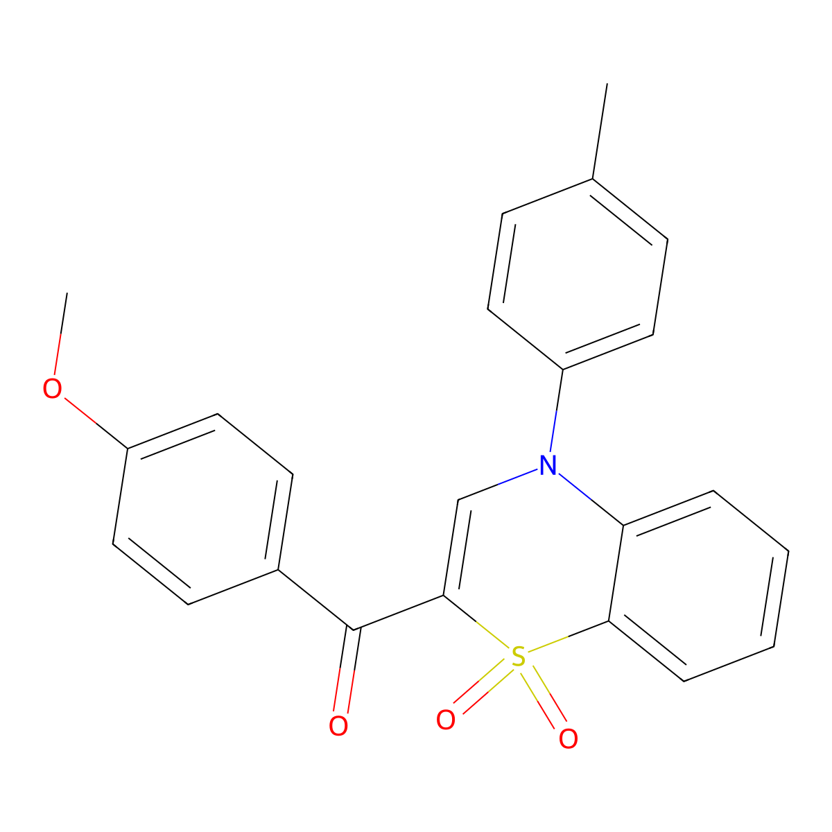 (4-methoxyphenyl)[4-(4-methylphenyl)-1,1-dioxido-4H-1,4-benzothiazin-2-yl]methanone molecular structure, CAS 1114653-00-7