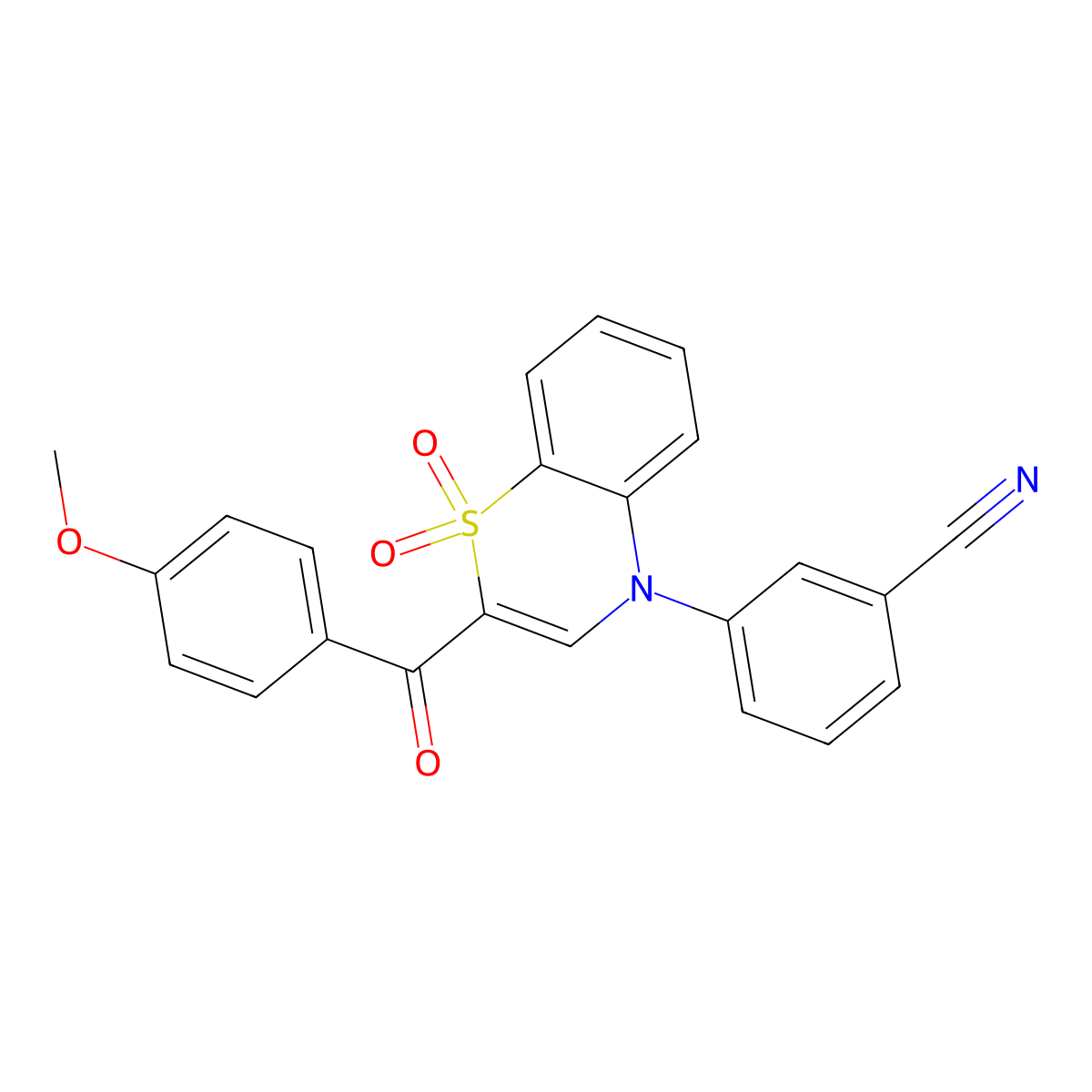 3-[2-(4-methoxybenzoyl)-1,1-dioxido-4H-1,4-benzothiazin-4-yl]benzonitrile molecular structure, CAS 1114653-20-1