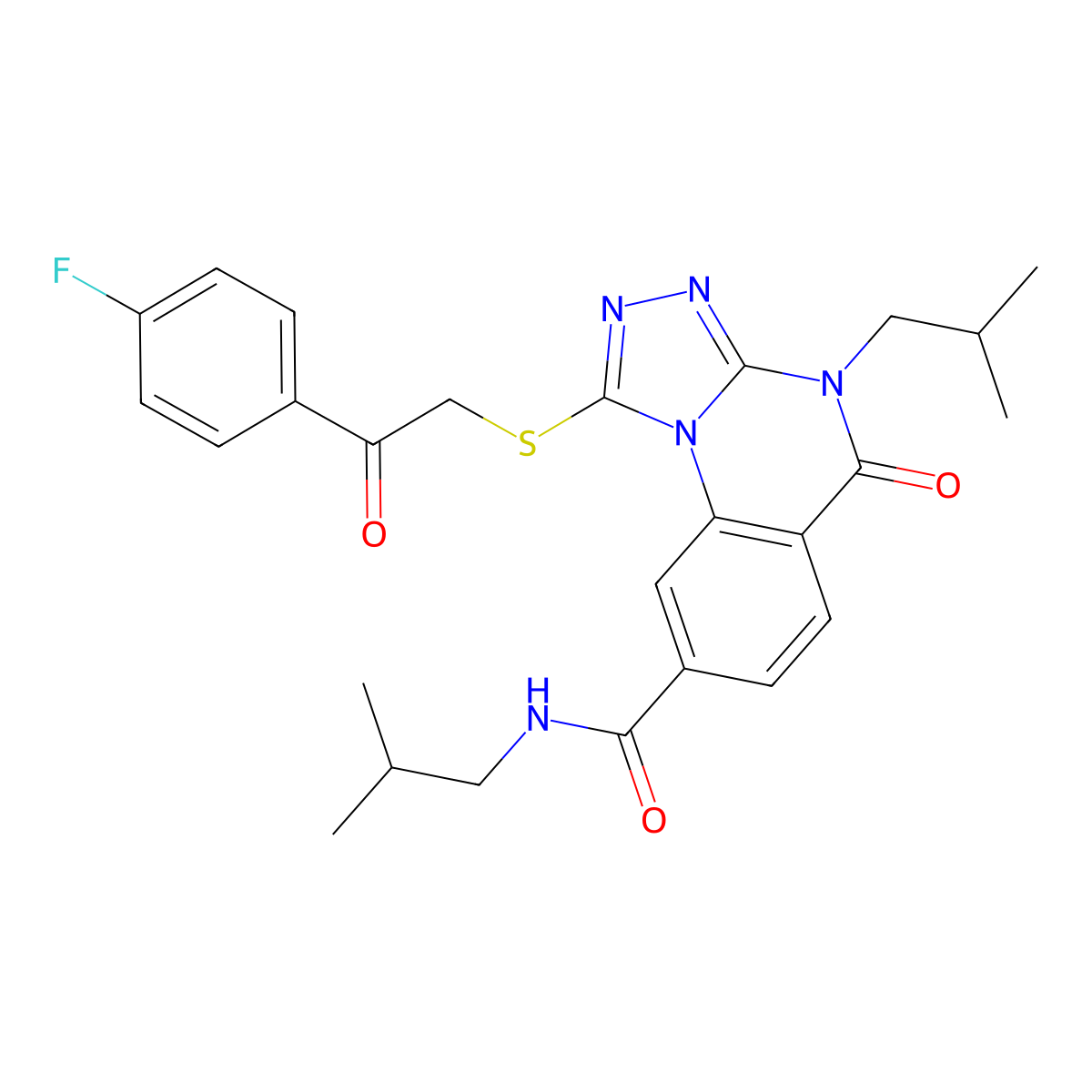 1-((2-(4-fluorophenyl)-2-oxoethyl)thio)-N,4-diisobutyl-5-oxo-4,5-dihydro-[1,2,4]triazolo[4,3-a]quinazoline-8-carboxamide molecular structure, CAS 1114653-21-2
