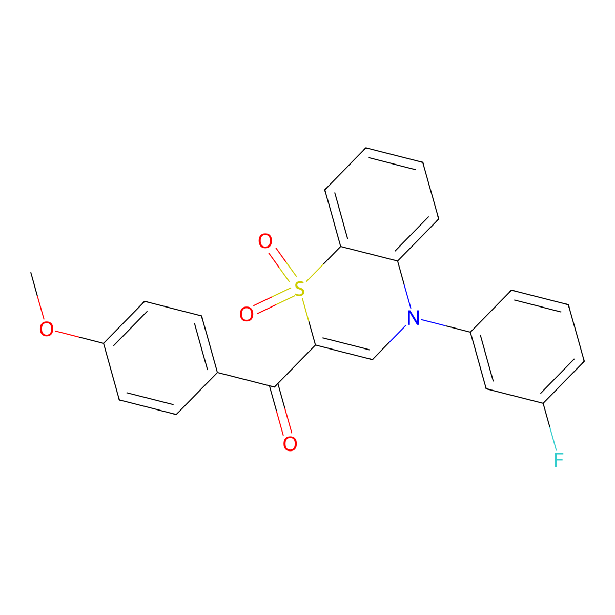 [4-(3-fluorophenyl)-1,1-dioxido-4H-1,4-benzothiazin-2-yl](4-methoxyphenyl)methanone molecular structure, CAS 1114653-25-6