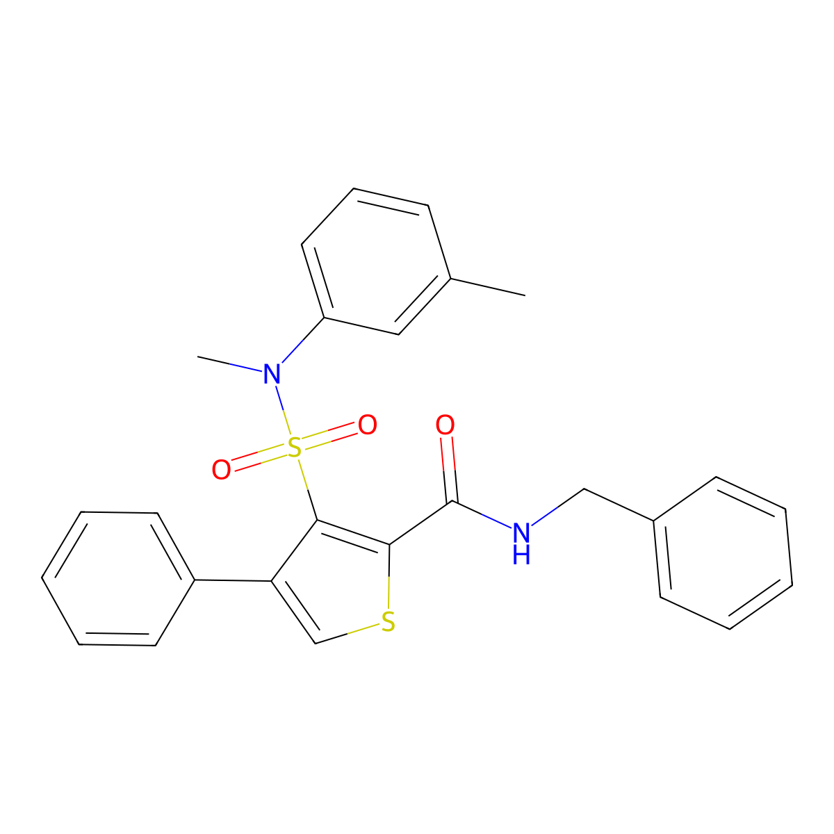 N-benzyl-3-[methyl(3-methylphenyl)sulfamoyl]-4-phenylthiophene-2-carboxamide molecular structure, CAS 1114653-39-2