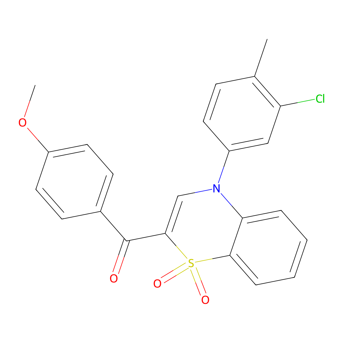 [4-(3-chloro-4-methylphenyl)-1,1-dioxido-4H-1,4-benzothiazin-2-yl](4-methoxyphenyl)methanone molecular structure, CAS 1114653-42-7