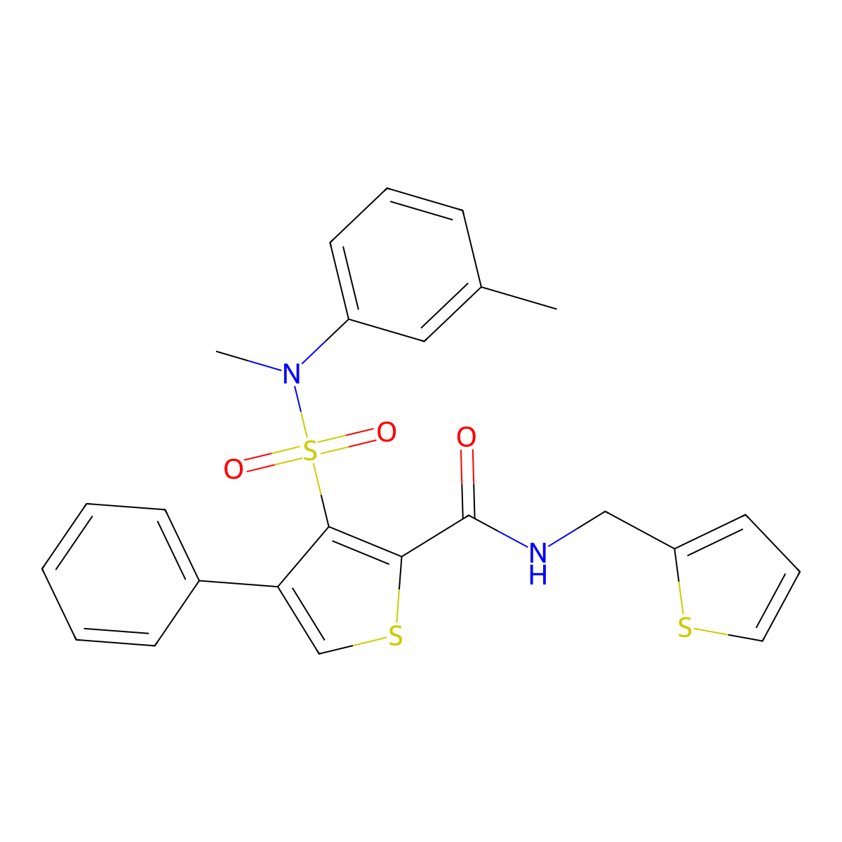 3-{[methyl(3-methylphenyl)amino]sulfonyl}-4-phenyl-N-(2-thienylmethyl)thiophene-2-carboxamide molecular structure, CAS 1114653-45-0