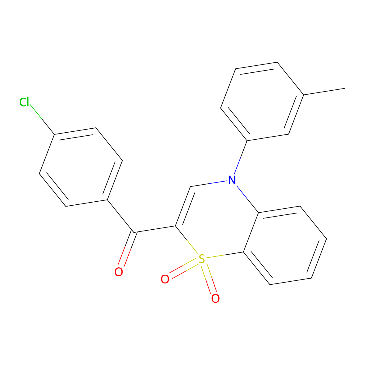(4-chlorophenyl)[4-(3-methylphenyl)-1,1-dioxido-4H-1,4-benzothiazin-2-yl]methanone molecular structure, CAS 1114653-48-3